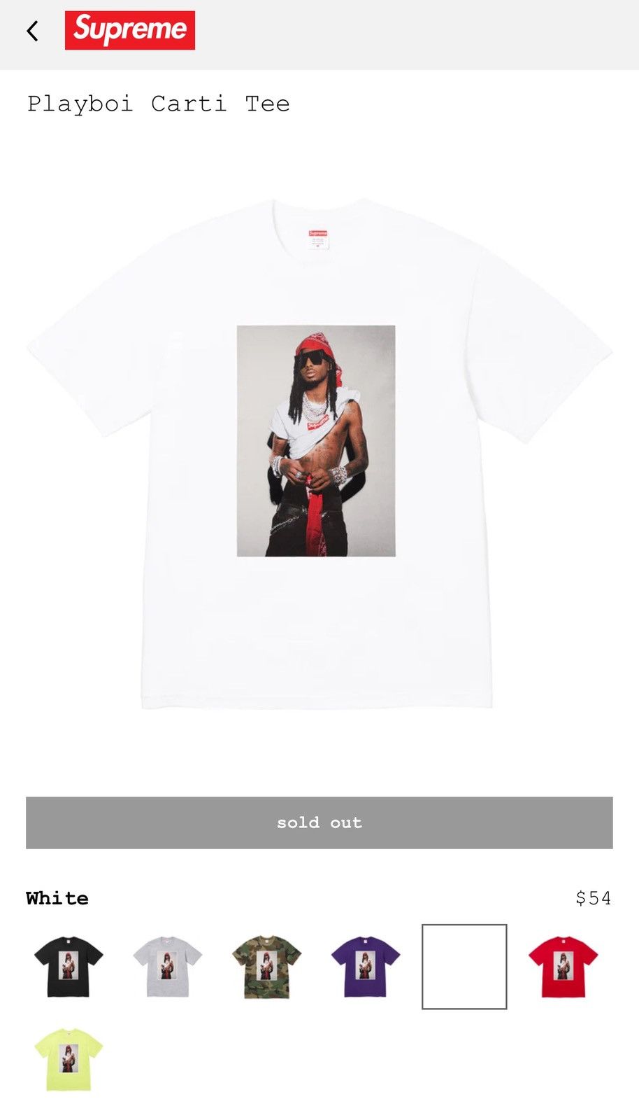 Supreme Supreme Playboi Carti Photo Tee Size US M / EU 48-50 / 2 - 3 Thumbnail
