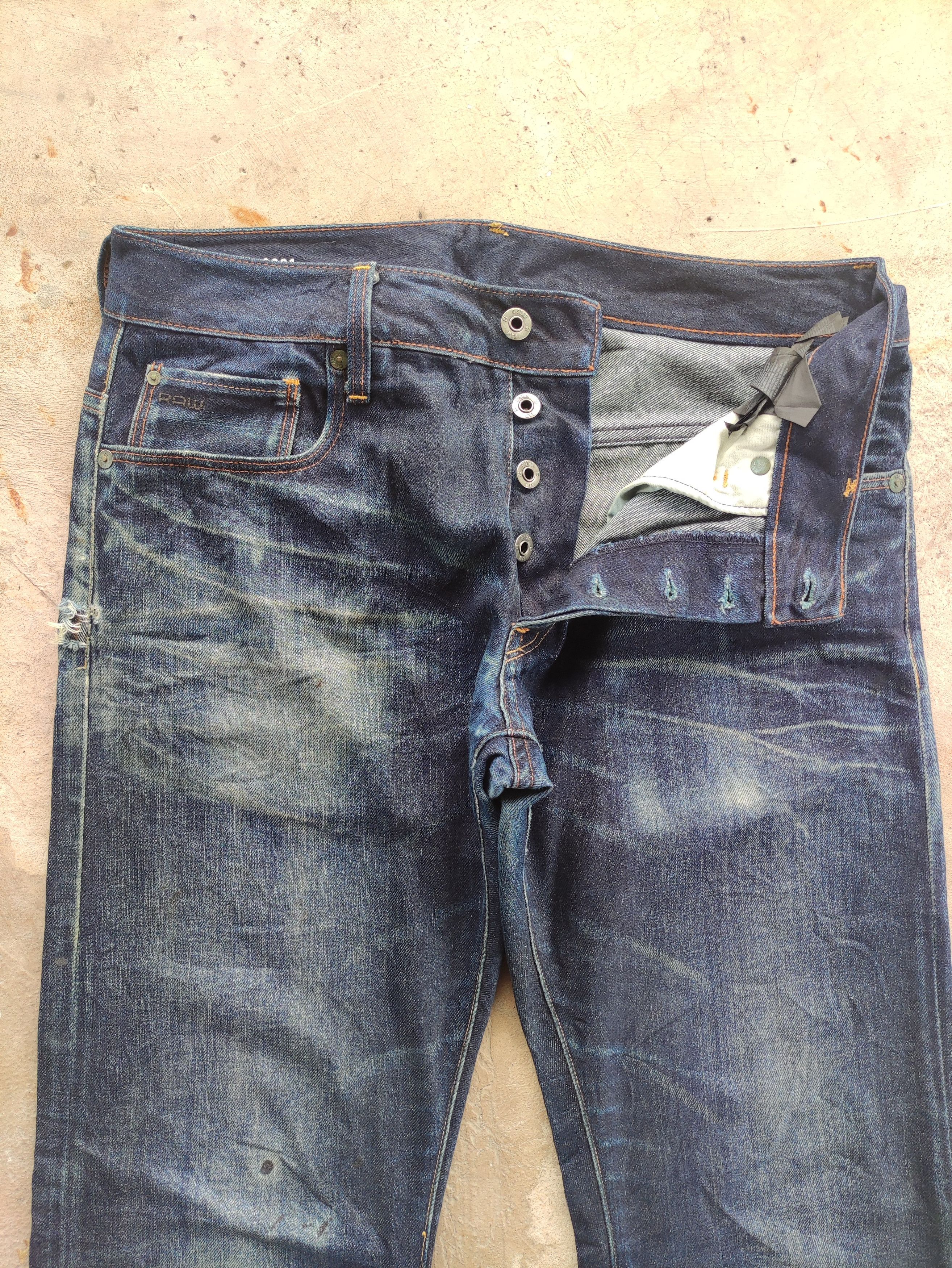 G-Star Vintage G Star Raw Button Jean Distressed Faded Denim Size US 33 - 3 Thumbnail