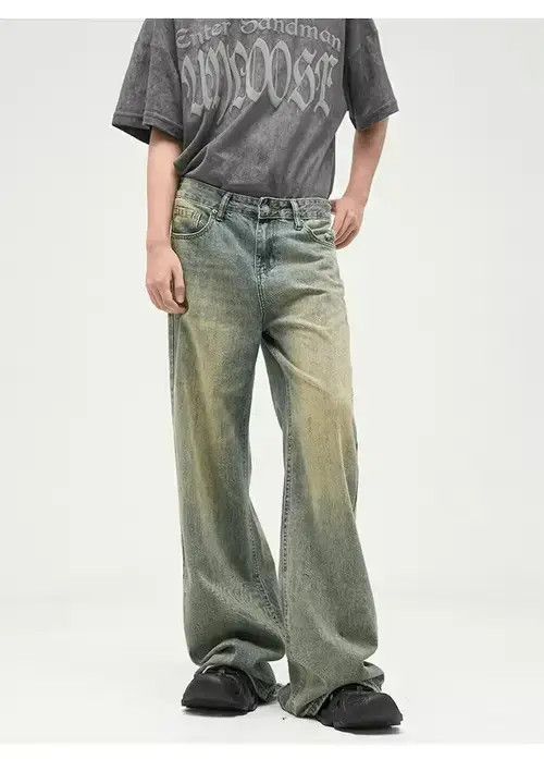 Jean Faded blue faded bootcut flared grunge damaged jeans Size US 32 / EU 48 - 4 Thumbnail