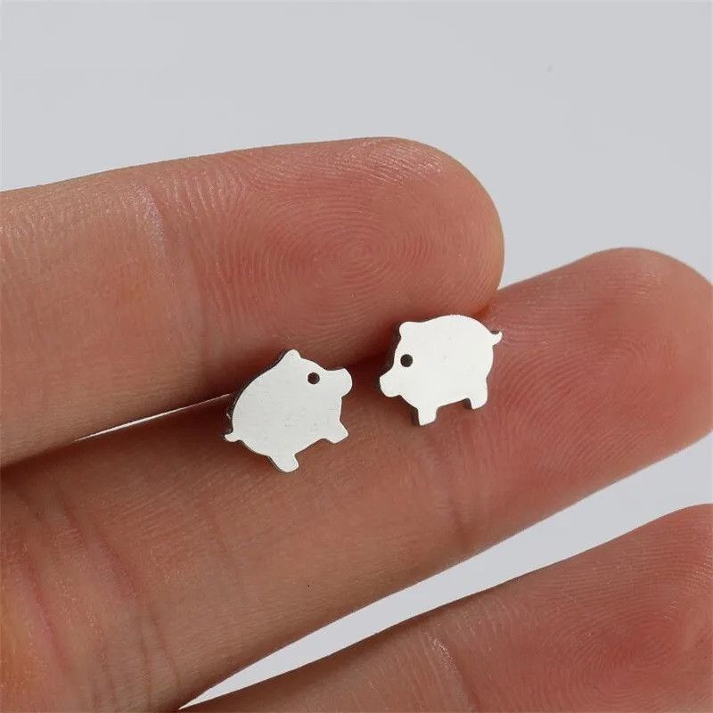 Jewelry Pig Mini Stud Earrings Charm Earring Gift Size ONE SIZE - 1 Thumbnail