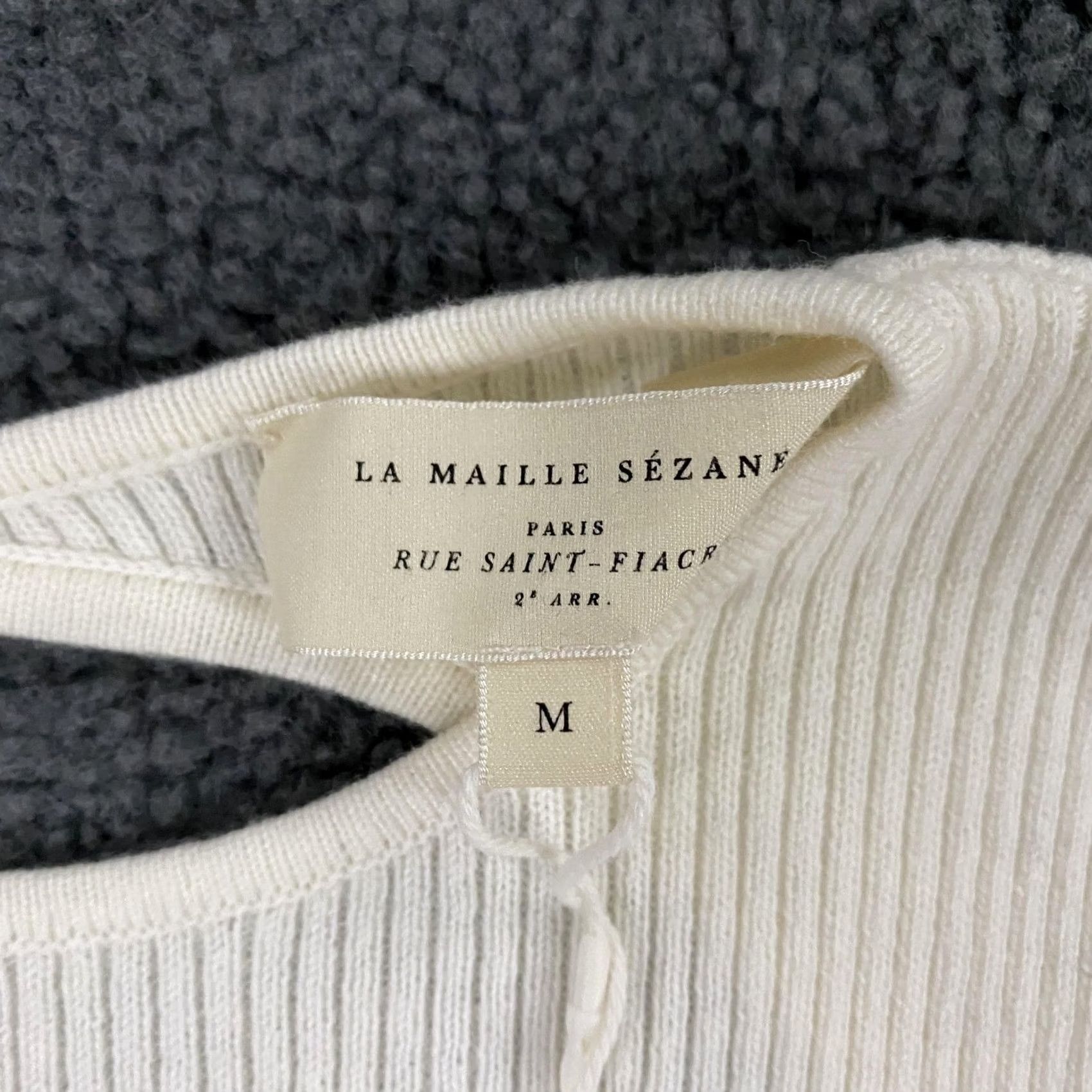 Vintage Sezane Ashley Bodysuit Womens Medium Ivory Ribbed Merino Wool Cotton Long Sleeve Size M / US 6-8 / IT 42-44 - 4 Thumbnail