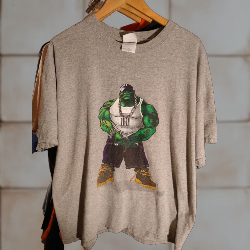 Vintage VINTAGE Marvel Hulk Hip Hop Hood T-Shirt XL Adults Gray Crew Neck Short Sleeve Timbs 2001 Y2K Size US XL / EU 56 / 4 - 1 Thumbnail