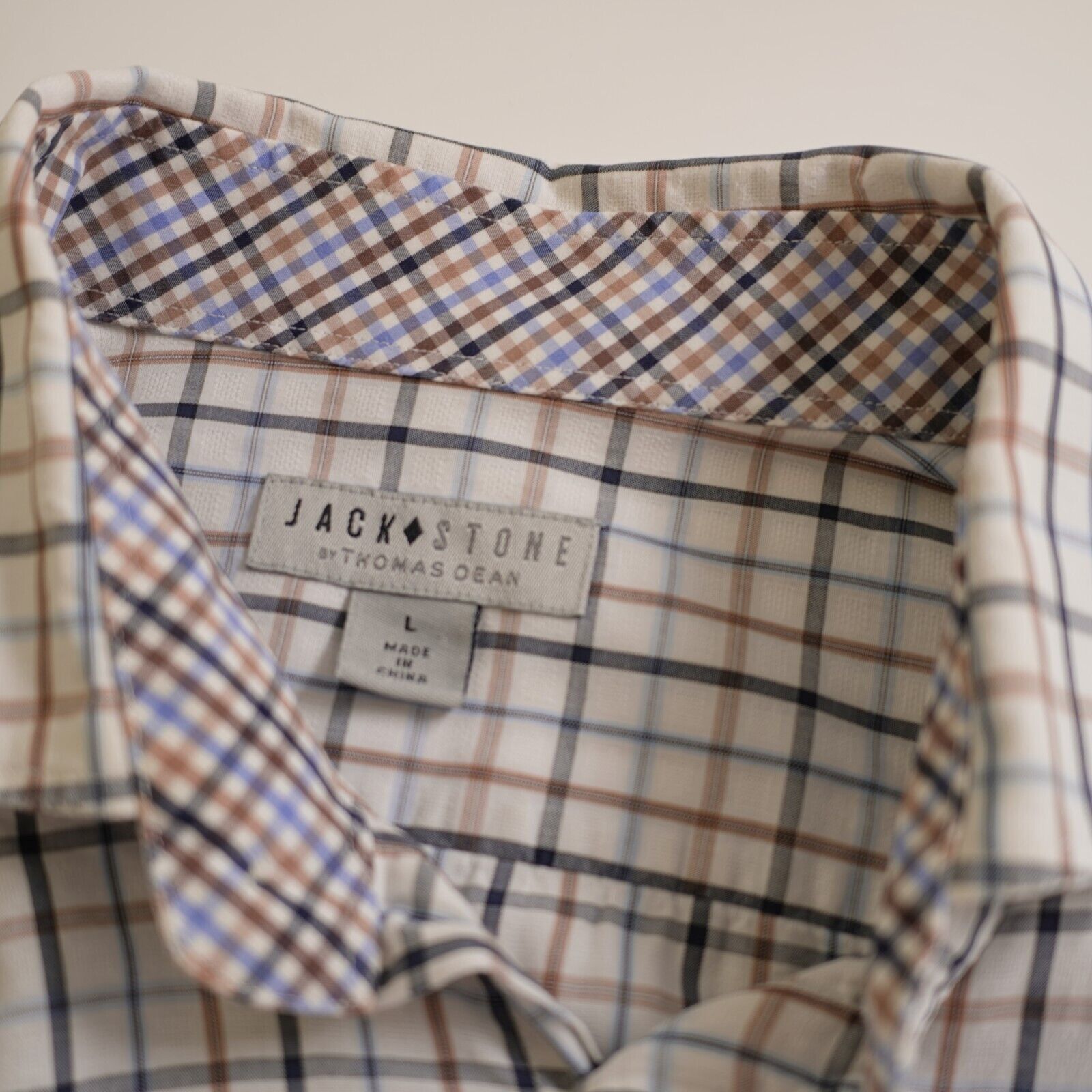 Designer Jack Stone Thomas Dean Large Cream W/ Orange Blue Plaid Flip Size US L / EU 52-54 / 3 - 9 Thumbnail