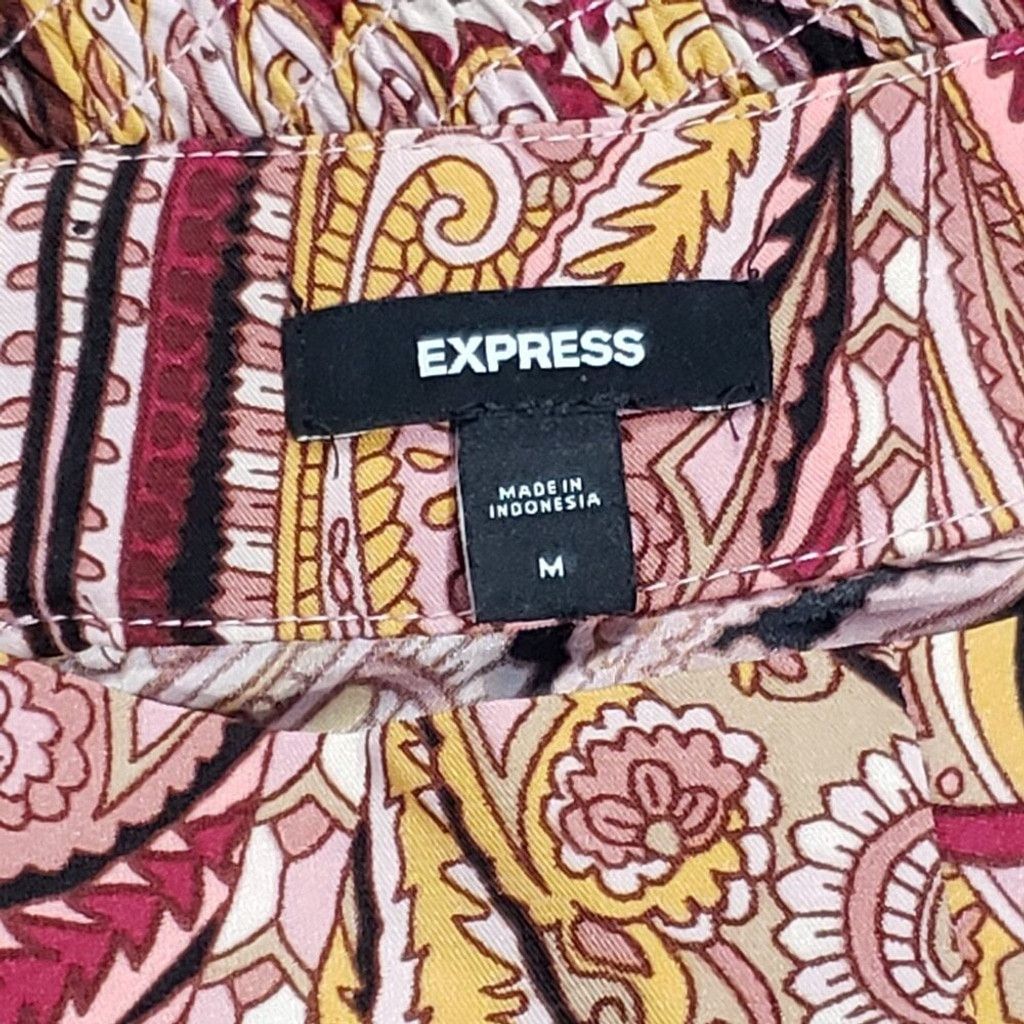 Express Express Womens Cap Sleeve Multicolor Paisley Dress Medium Size M / US 6-8 / IT 42-44 - 6 Thumbnail