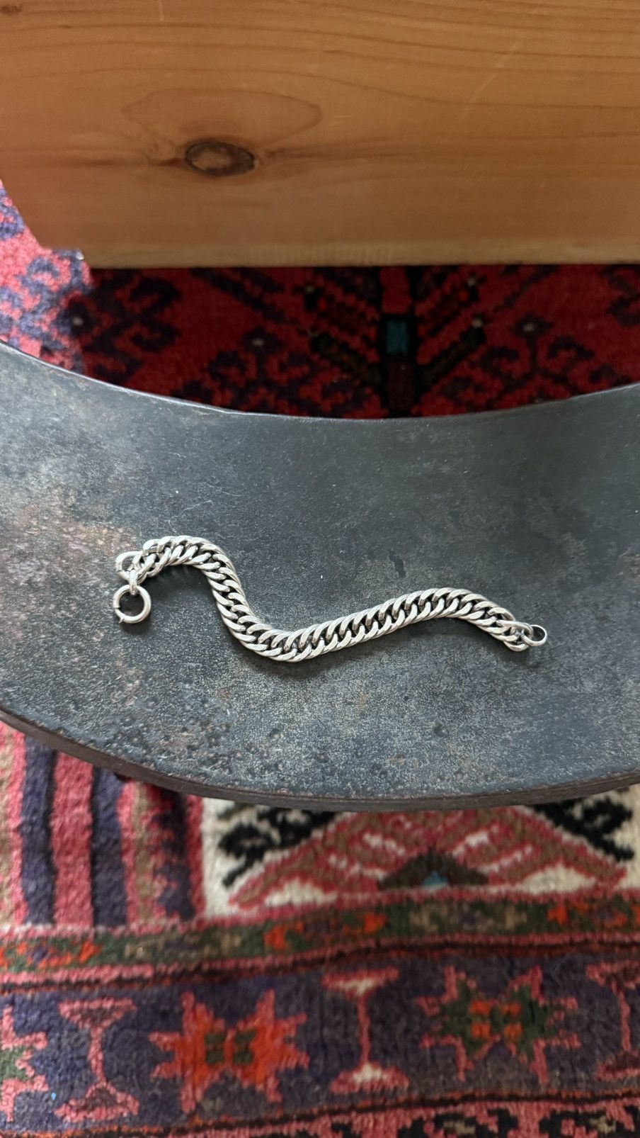 Vintage 1920s Vintage Silver Cuban Link Bracelet Size ONE SIZE - 2 Thumbnail