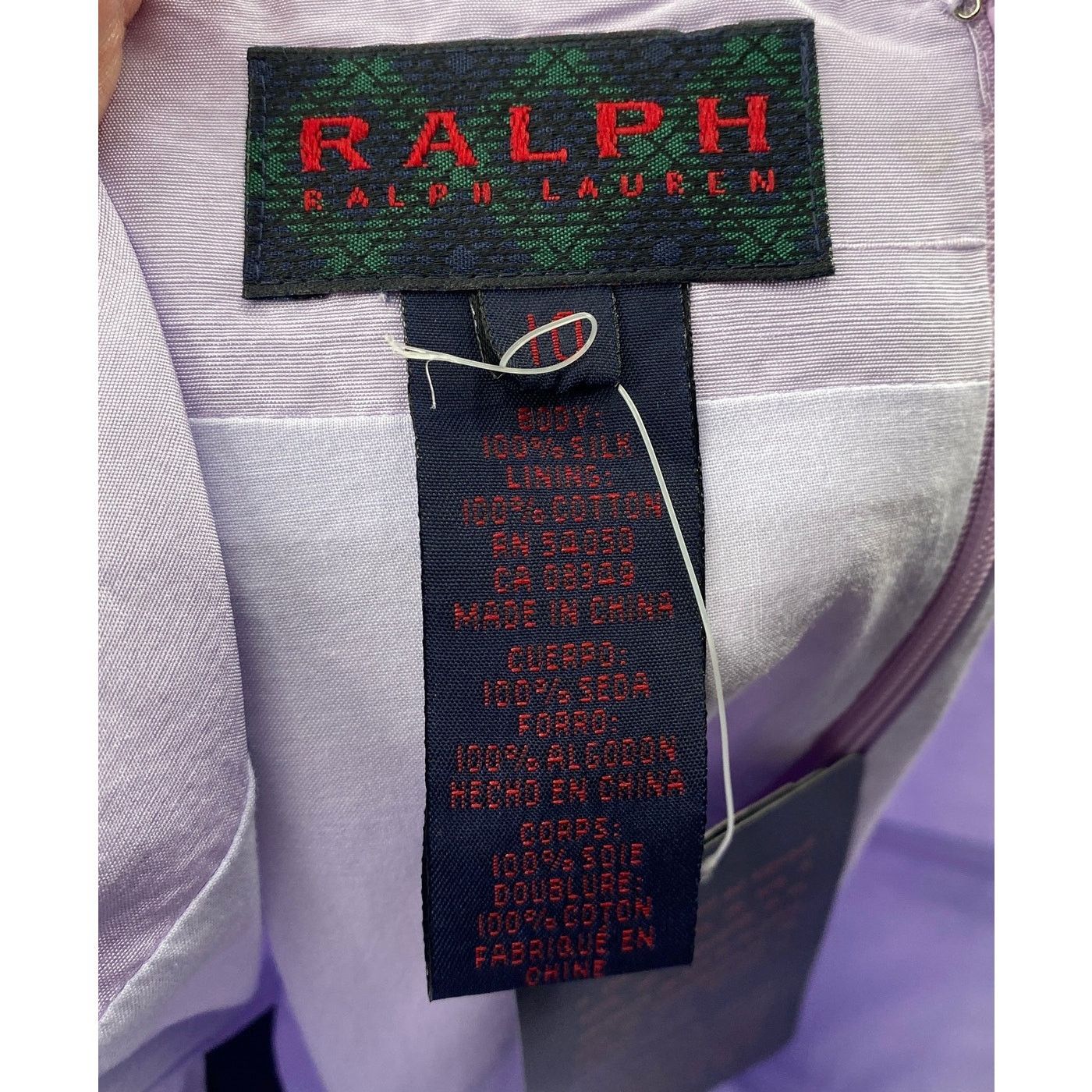 Vintage Vintage Y2k Ralph Lauren Raw Silk Mini Dress Strapless Lilac Size M / US 6-8 / IT 42-44 - 7 Thumbnail