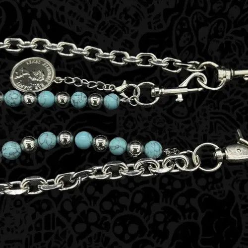 Jewelry Turquoise Beaded Wallet Chain, Pants Chain Size ONE SIZE - 8 Thumbnail
