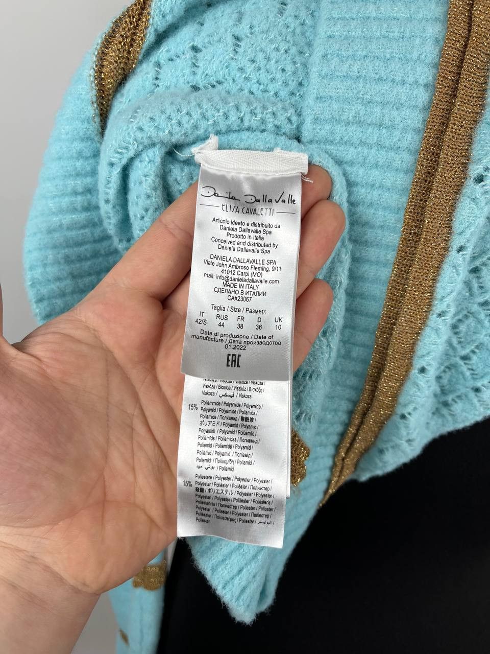 Elisa Cavaletti Elisa Cavaletti Italy Turquoise Knit Sweater Gold Lurex Size S / US 4 / IT 40 - 8 Thumbnail