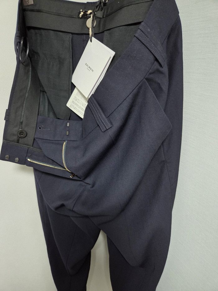 Balmain BALMAIN NAVY BLUE TAPERED LEG TROUSERS Size 28" / US 6 / IT 42 - 6 Thumbnail