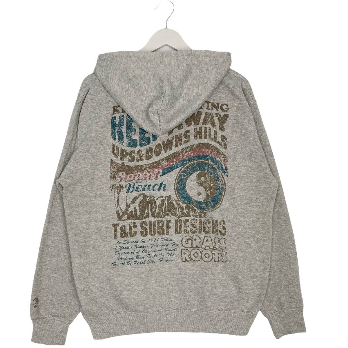 Vintage Vintage T&C Surf Design Hoodie Sweater Grey Pullover Size L Size US L / EU 52-54 / 3 - 1 Thumbnail