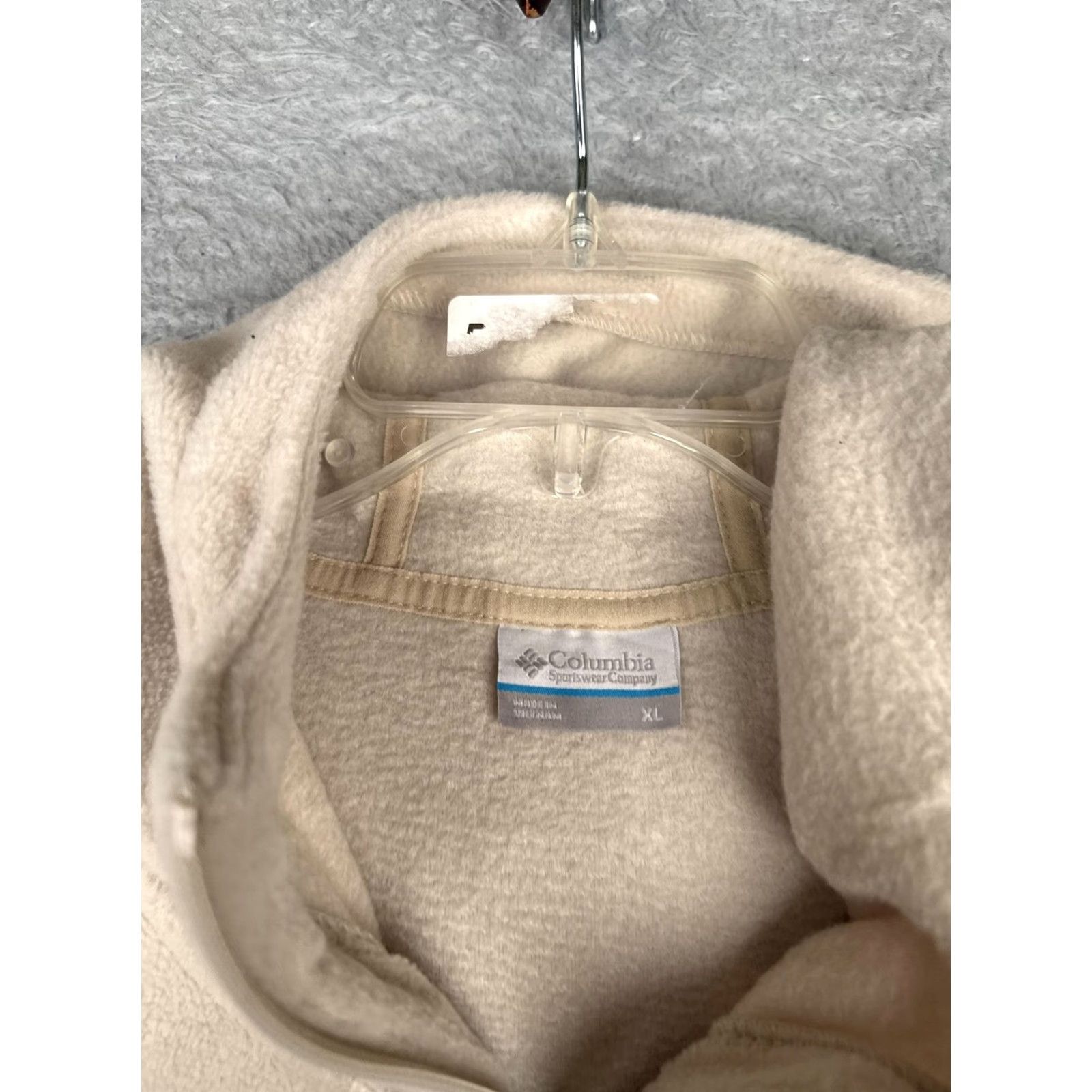 Vintage Columbia Jacket Womens XL Beige Fleece Hooded Long Full Zip Pockets Outdoor Warm Size XL / US 12-14 / IT 48-50 - 7 Thumbnail