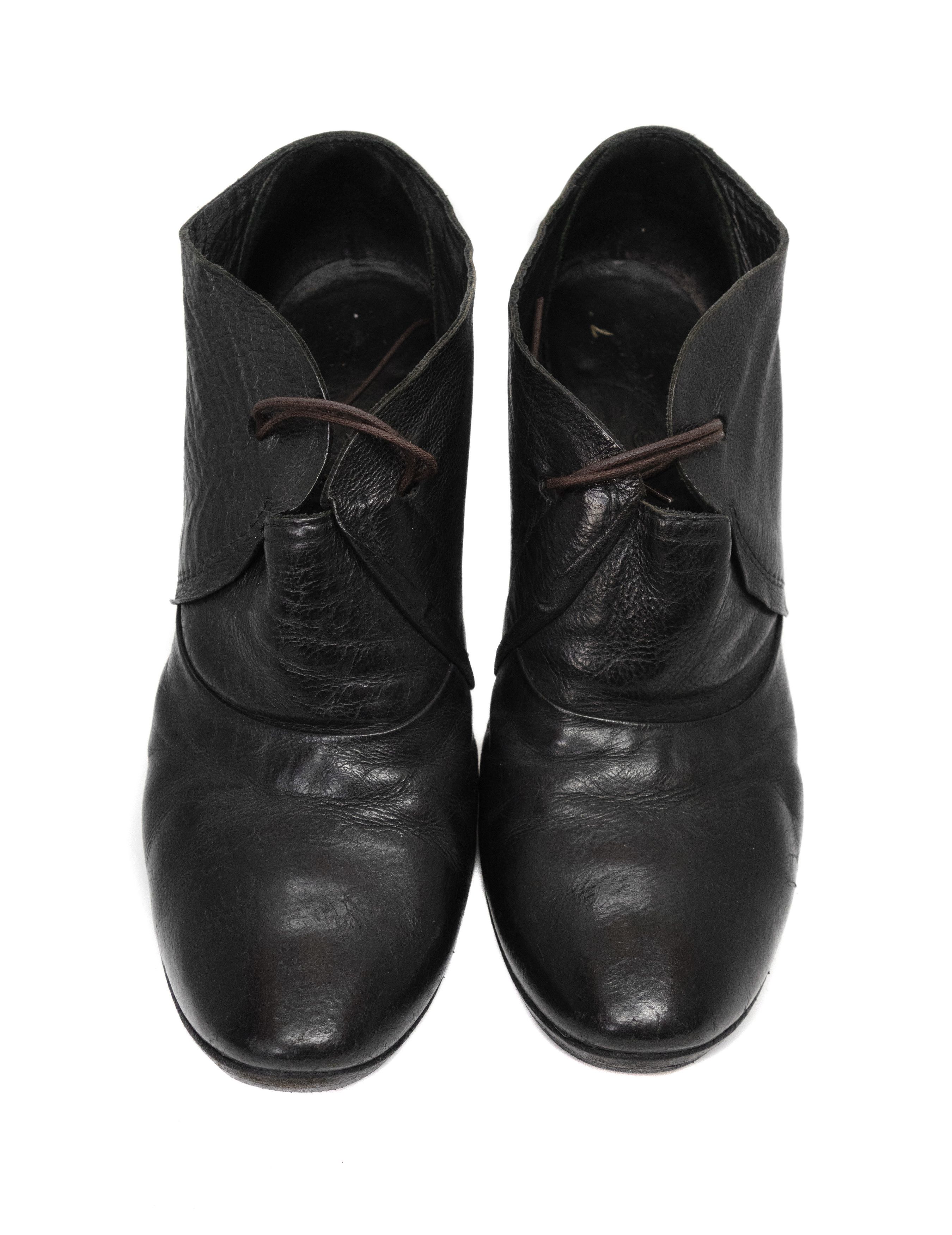 Marsell Avant Garde Leather Sculptural Heel Artisanal Ankle Boots Size US 7.5 / IT 37.5 - 6 Thumbnail