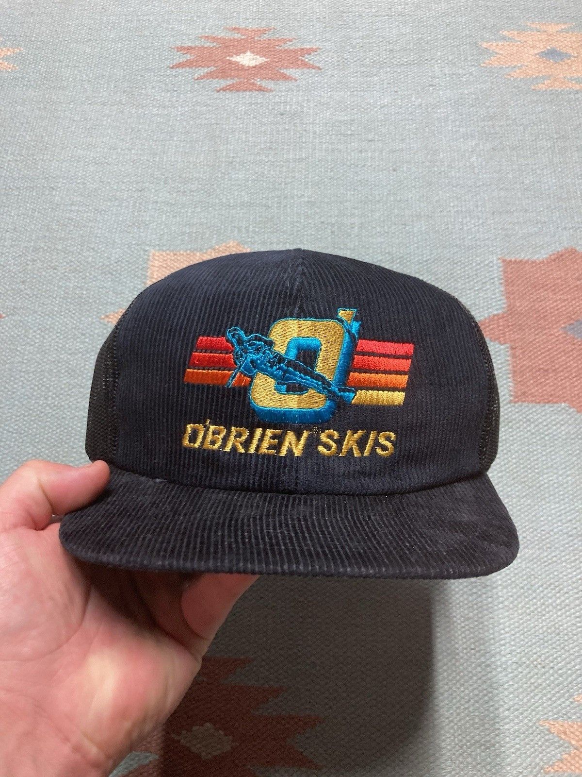 Vintage vtg 80s trucker hat O’Brien skis black corduroy NOS SnapBack Size ONE SIZE - 2 Thumbnail