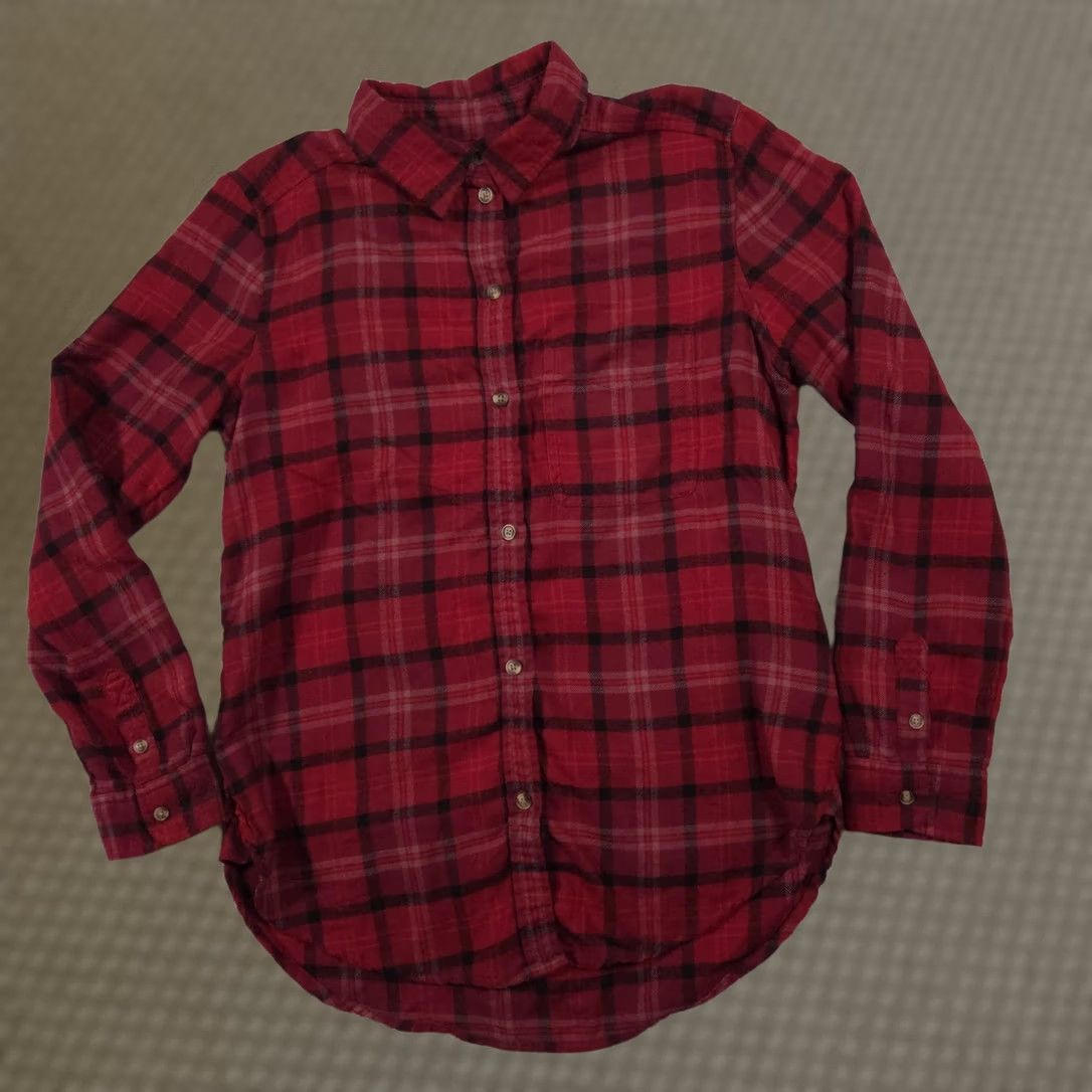 American Eagle Outfitters VINTAGE American Eagle Outfitters Shirt Womens Small Red Plaid Button Front Flannel Top Size S / US 4 / IT 40 - 1 Thumbnail