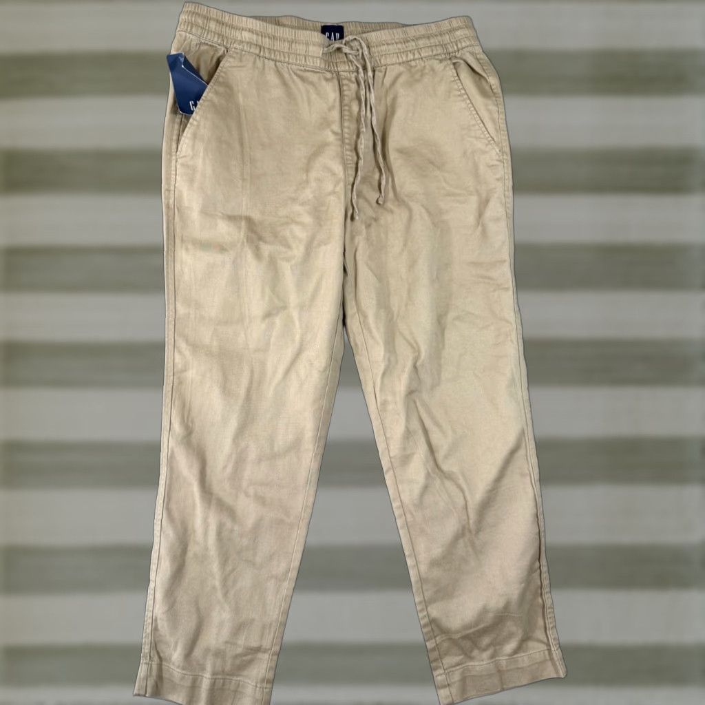 Gap VINTAGE Gap Pants Womens M Khaki Drawstring Slash Pocket Straight Leg Pull On Ankle NWT Size 32" / US 10 / IT 46 - 1 Thumbnail