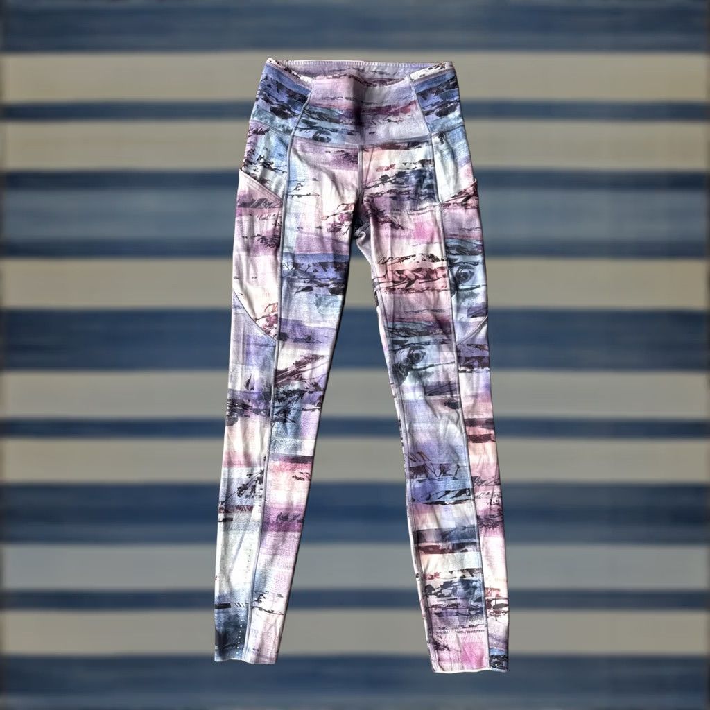 Lululemon LULULEMON Fast Free High-Rise Leggings Women's 4 Purple Geometric Pattern Pull On Skinny Legging Size 27" / US 4 / IT 40 - 1 Thumbnail