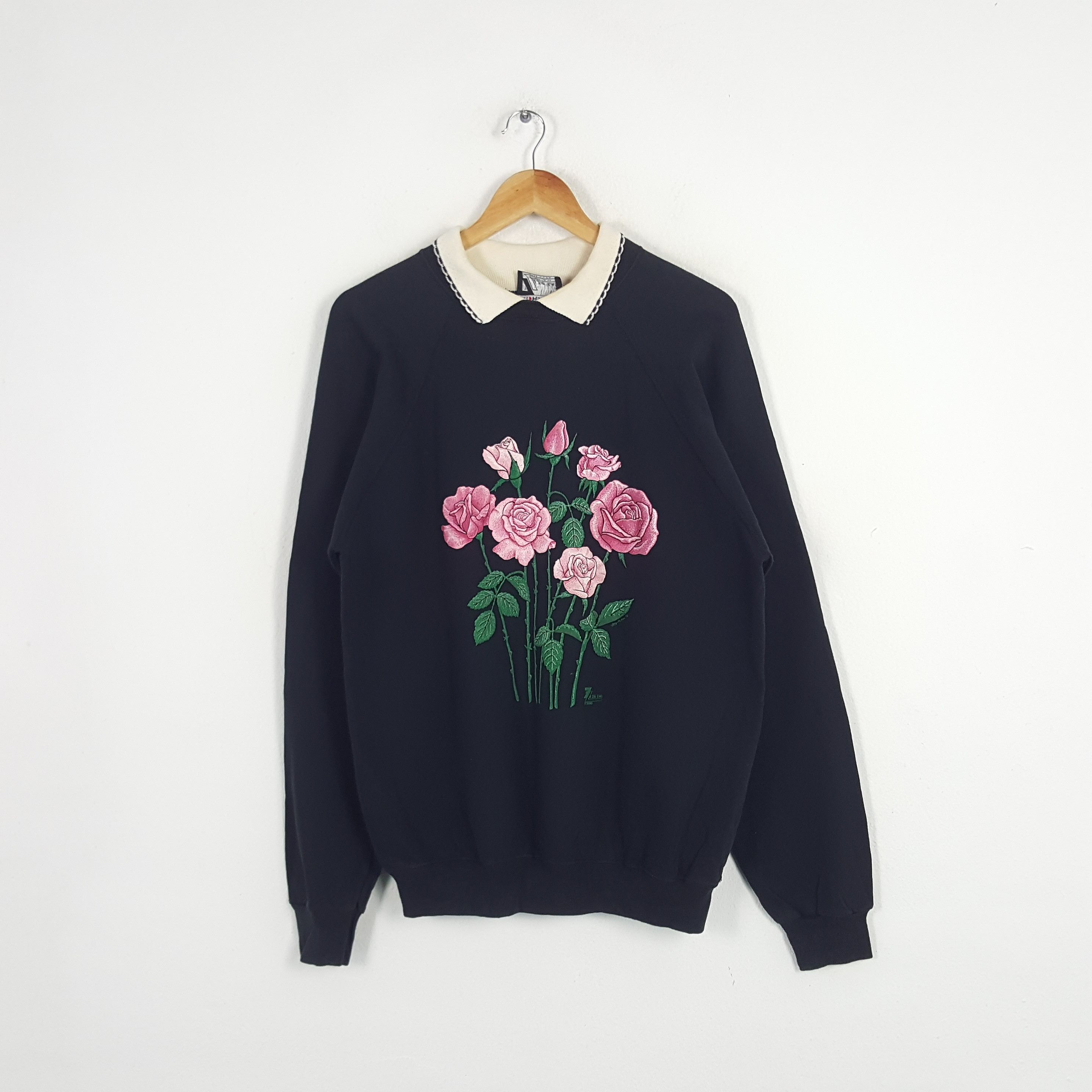 Flower Mountain × Hanes × Vintage Vintage Flower Zig Zag American Preppy Style Sweatshirt Size US L / EU 52-54 / 3 - 1 Thumbnail