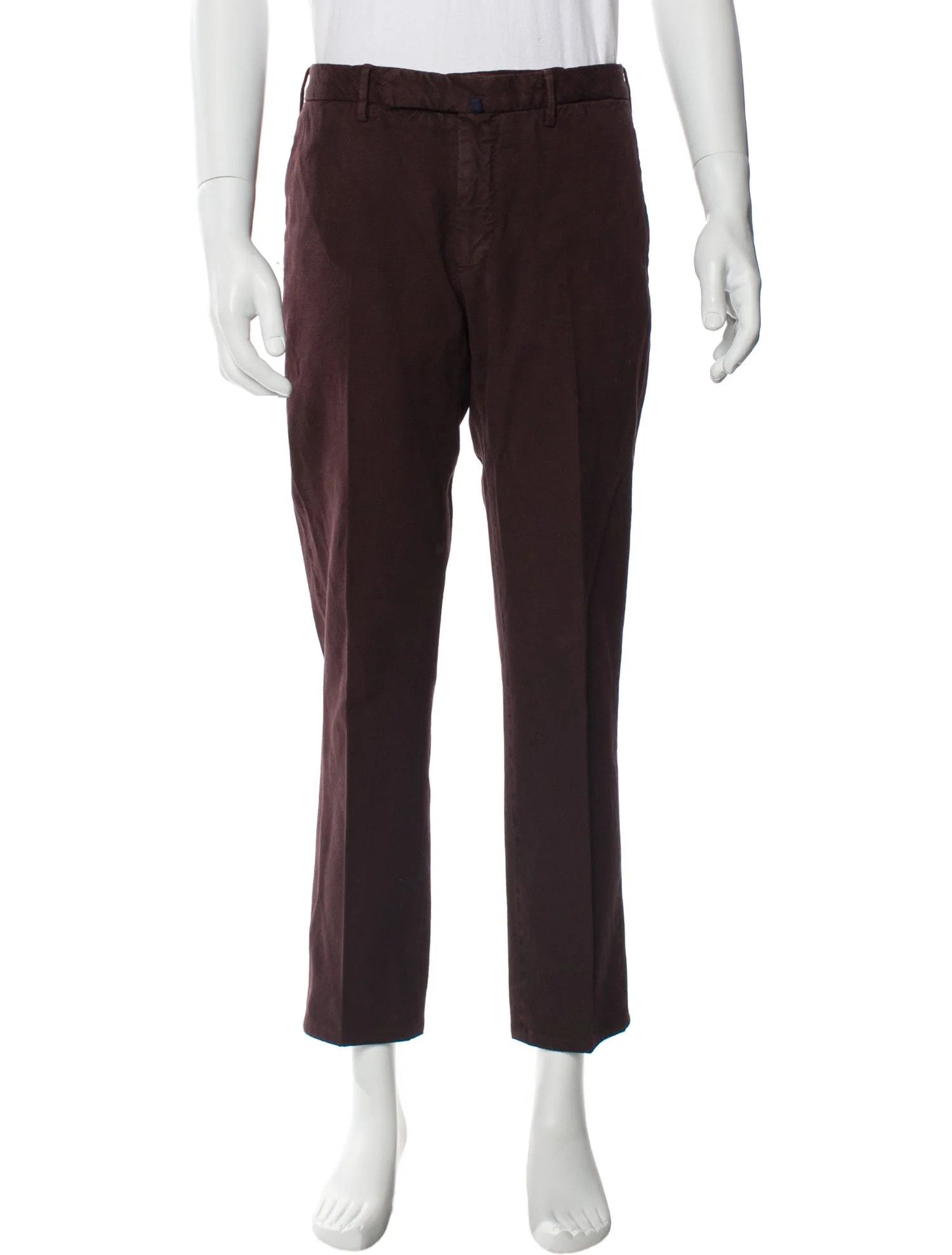 Incotex Incotex Burgundy Cropped Skin Fit Pants Size US 31 - 1 Thumbnail