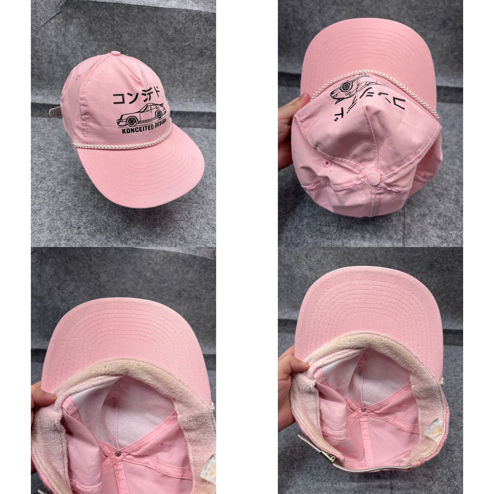 4SDESIGNS VINTAGE Konceited Designs Hat Cap Strap Back Adult One Size Pink Poly Rope 90s Size ONE SIZE - 8 Thumbnail