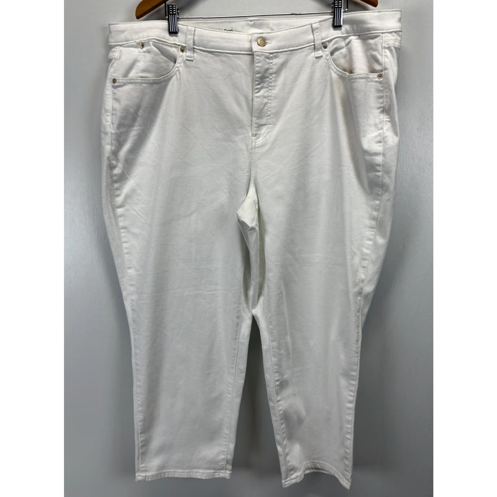 Talbots Talbots Flawless Straight Crop Jeans 22W Plus White Cotton Blend Denim High Rise Womens Plus Coastal Preppy Vacation Pants Jeans 25in Crop Stretch 12? Size 40" / US 18 - 2 Thumbnail