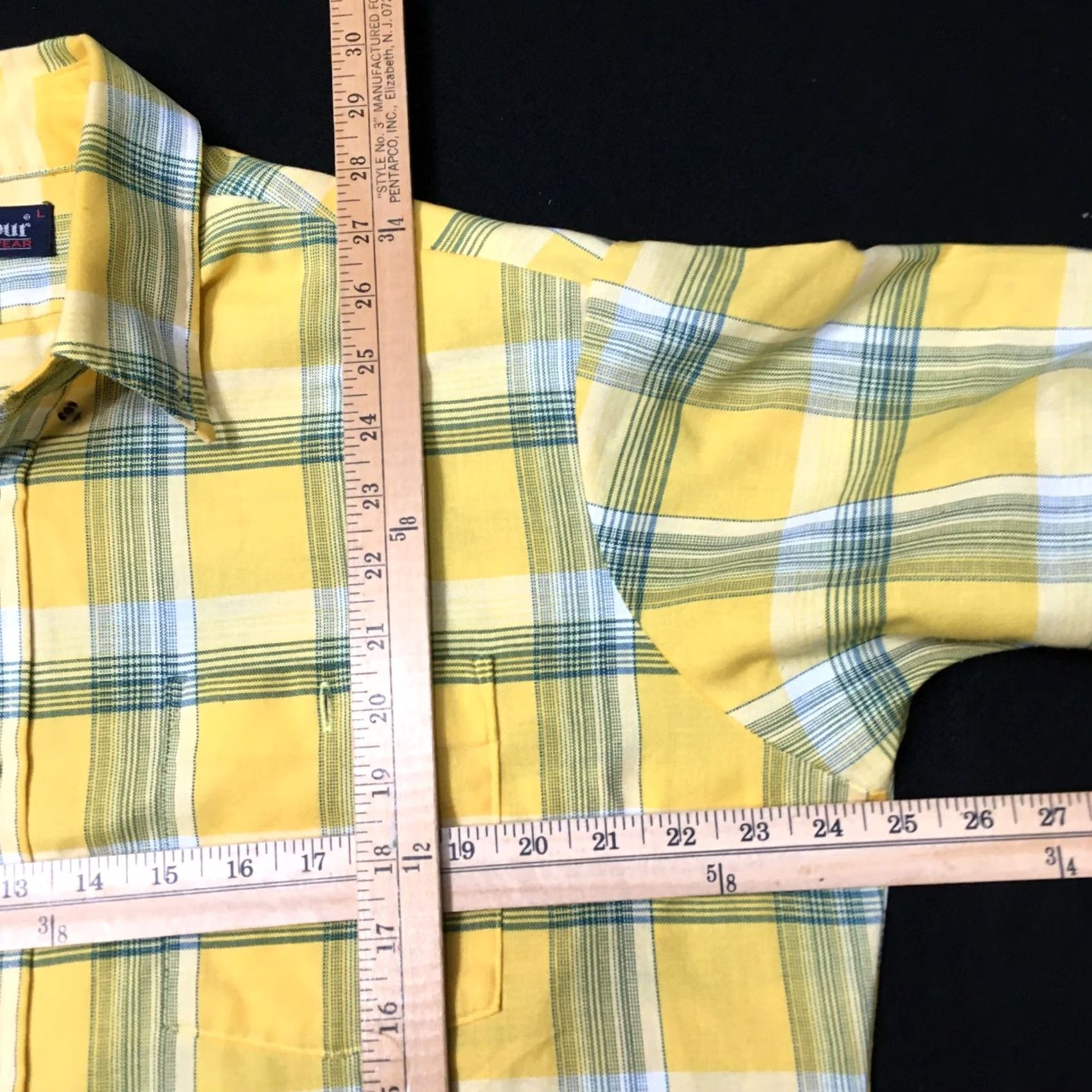 Vintage PAR FOUR Shirt Mens Yellow Plaid Short Sleeve Button Down Golf Casual Size US L / EU 52-54 / 3 - 4 Thumbnail