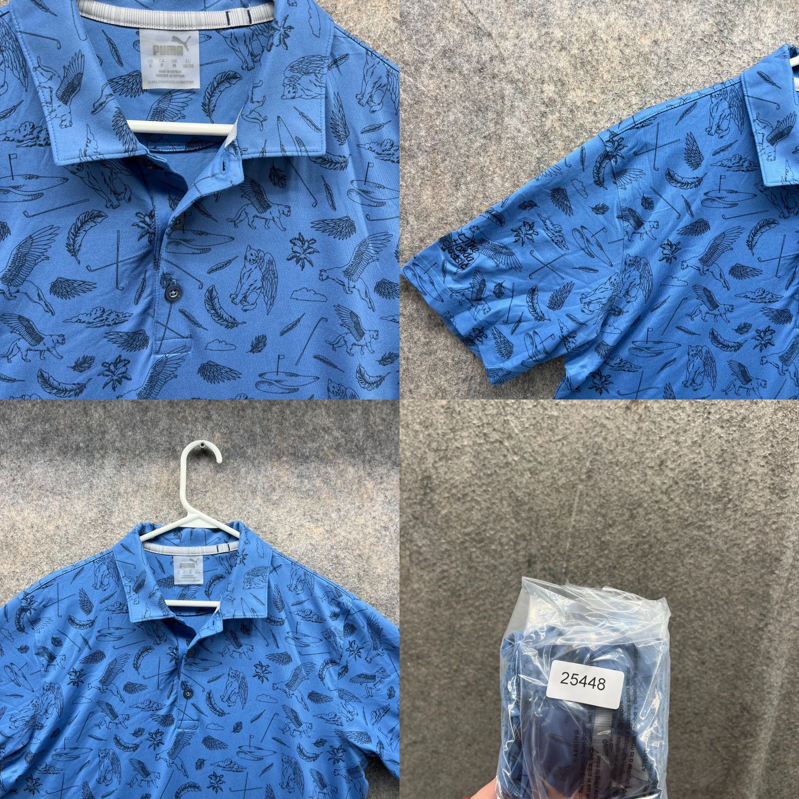 Puma Puma Polo Shirt Men Small Blue Polyester All Over Print Cloudspun Atmos Golf Shirt Size US S / EU 44-46 / 1 - 8 Thumbnail