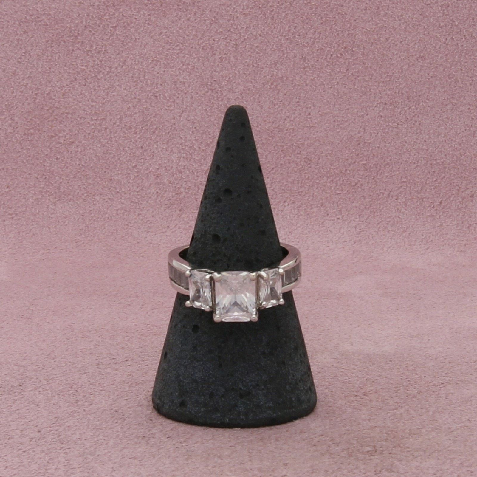 Sterling Silver sterling silver emerald-cut cz engagement ring size 7 Size ONE SIZE - 3 Thumbnail