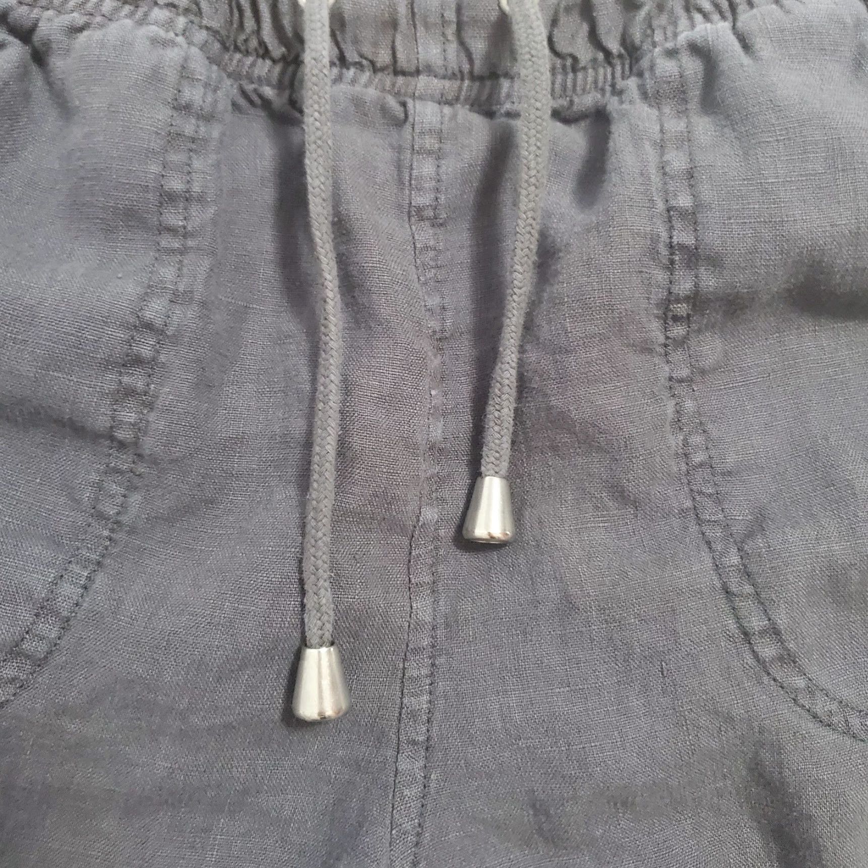 Vintage VINTAGE BLANKNYC Shorts Women 27 Gray Linen Pull On Drawstring Zip Pockets Beach Coastal Size 27" / US 4 / IT 40 - 5 Thumbnail