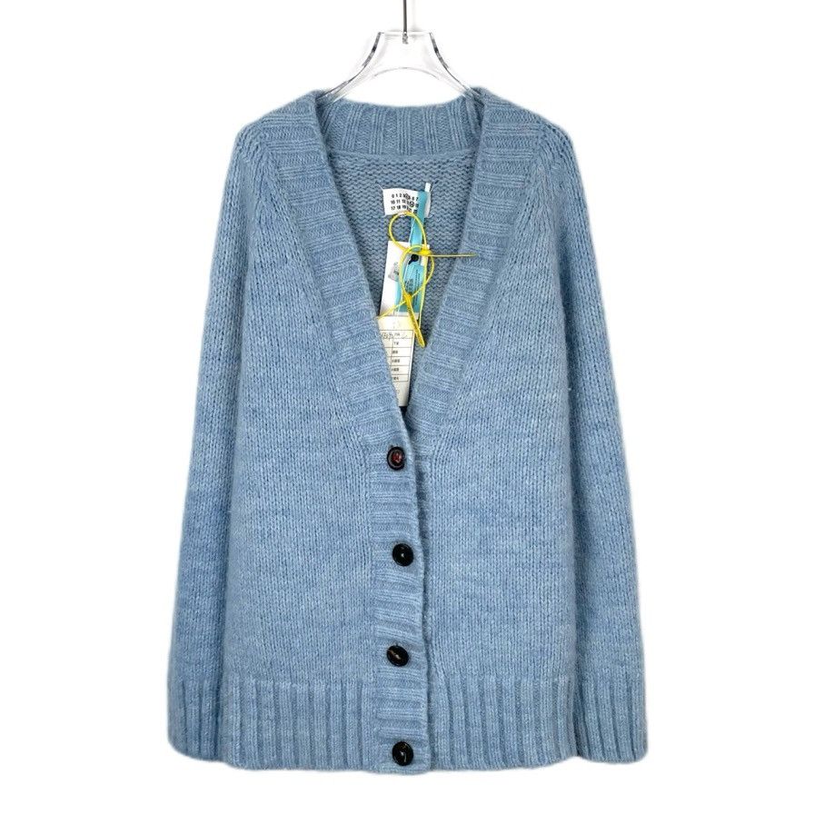Maison Margiela Maison Margiela Blue Wool V-neck Knit Cardigan Coat K26WX Size L / US 10 / IT 46 - 1 Thumbnail