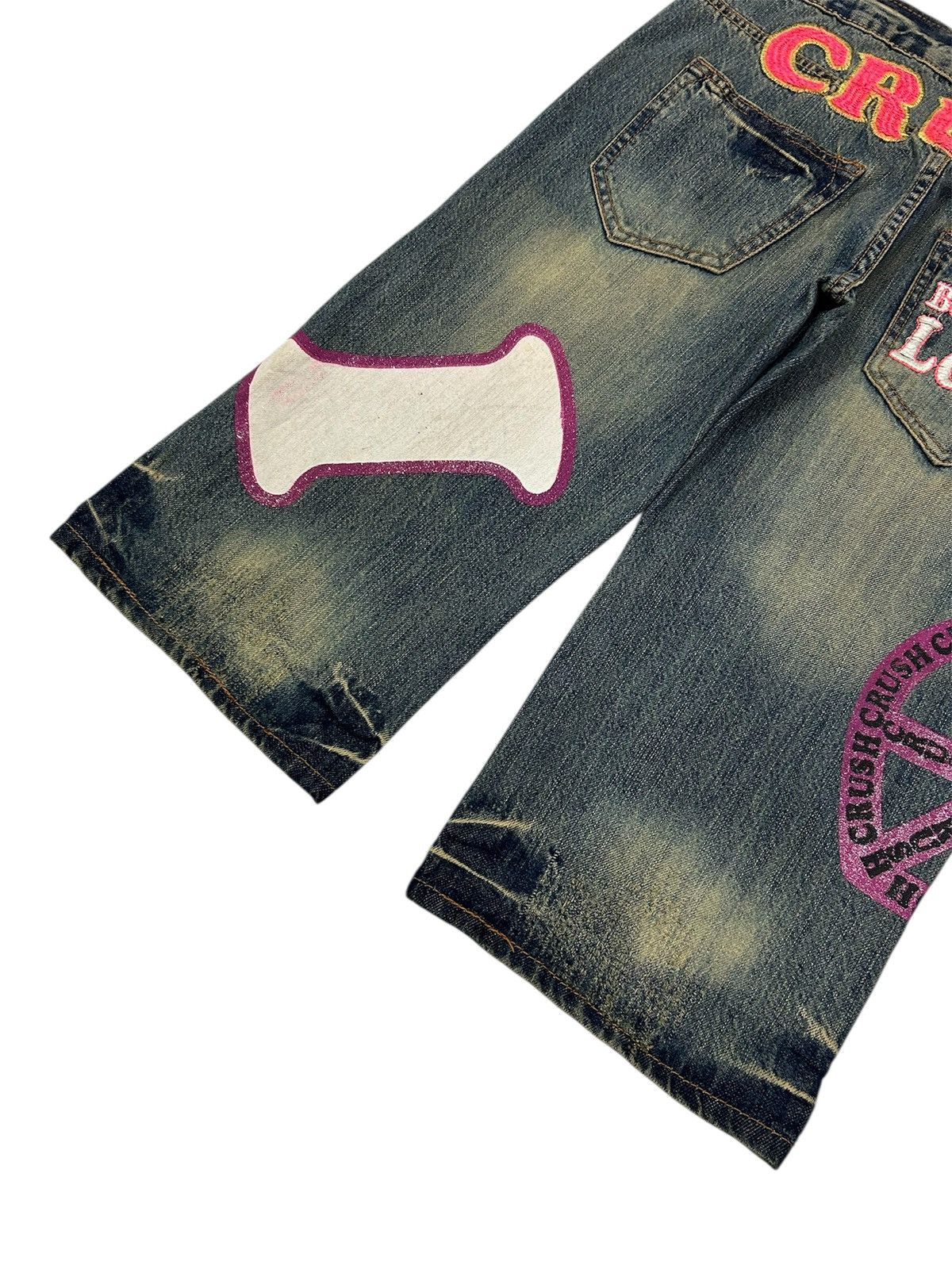 Japanese Brand Japanese Y2k Big Patch embroidered logo Mudwash Short Jeans Size US 35 - 6 Thumbnail