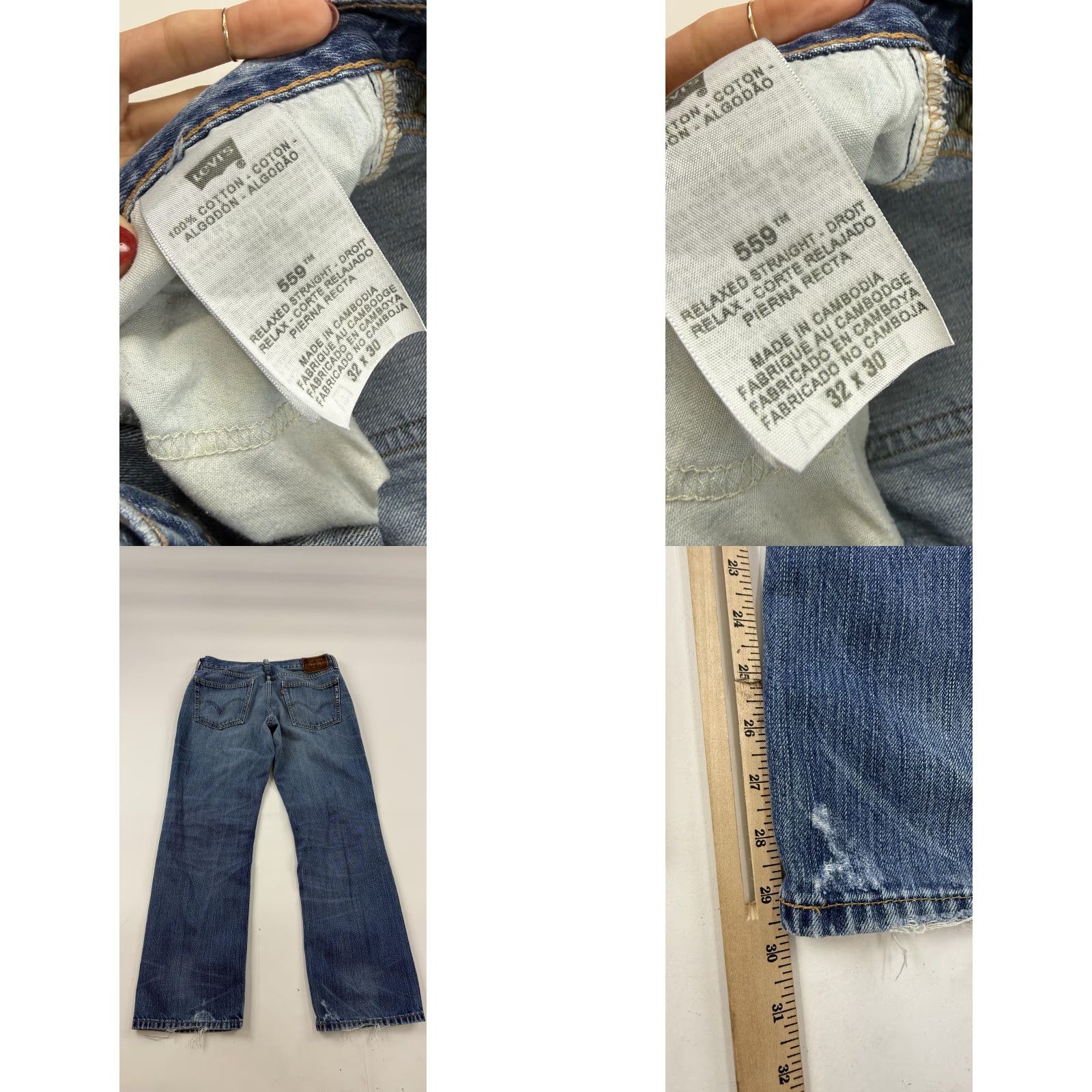Levi's Levi's 559 Jeans Mens 32x30 Blue Relaxed Straight Distressed Medium Wash Denim Size US 32 / EU 48 - 8 Thumbnail
