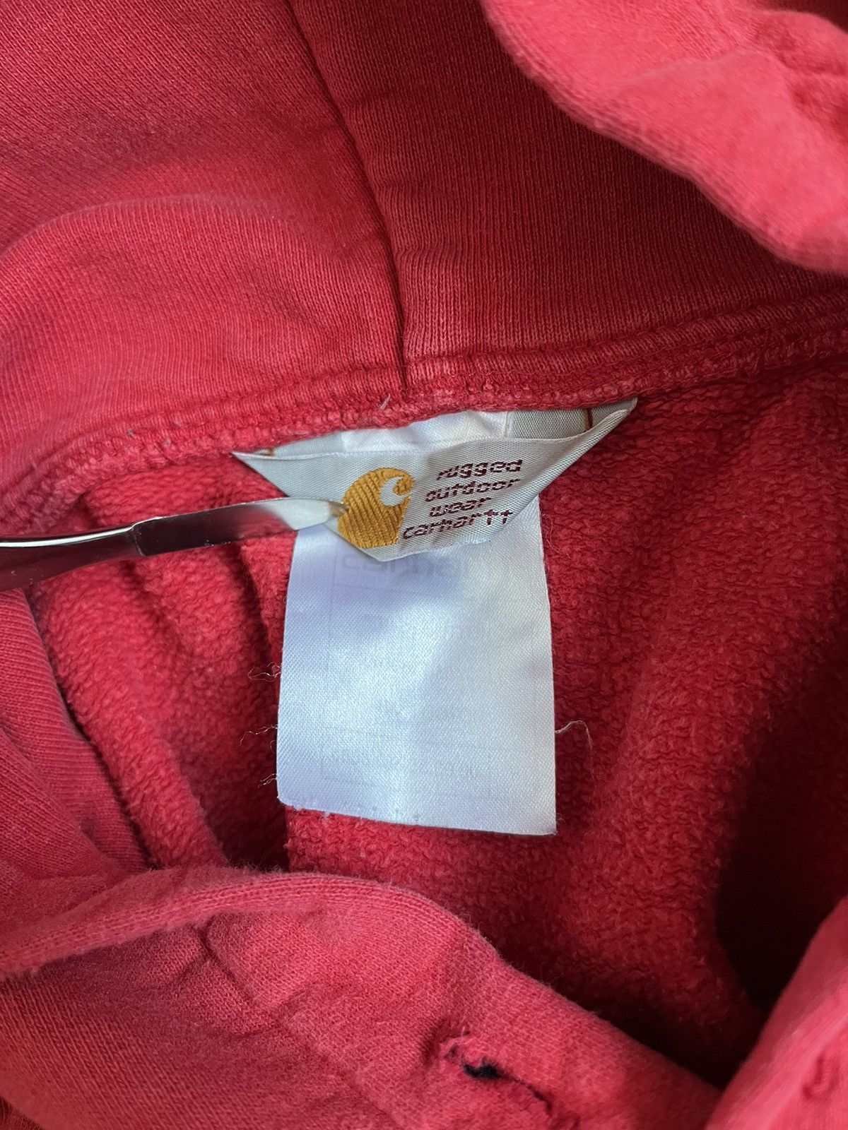 Carhartt × Vintage Vintage 90s Carhartt Men Distressed Red Logo Hoodie Size US L / EU 52-54 / 3 - 16 Thumbnail