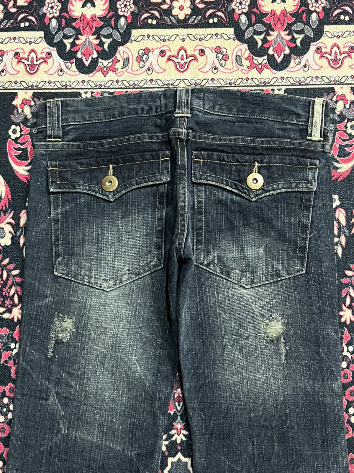 If Six Was Nine Japanese Brand Cook Cracked Washed Distressed Flare Jeans Size 30" / US 8 / IT 44 - 6 Thumbnail