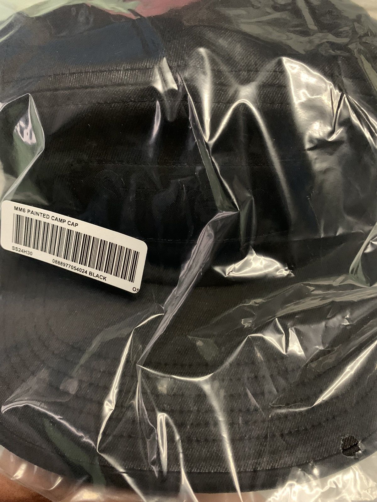 image of Mm6 Maison Margiela Painted Camp Cap in Black, Men's
