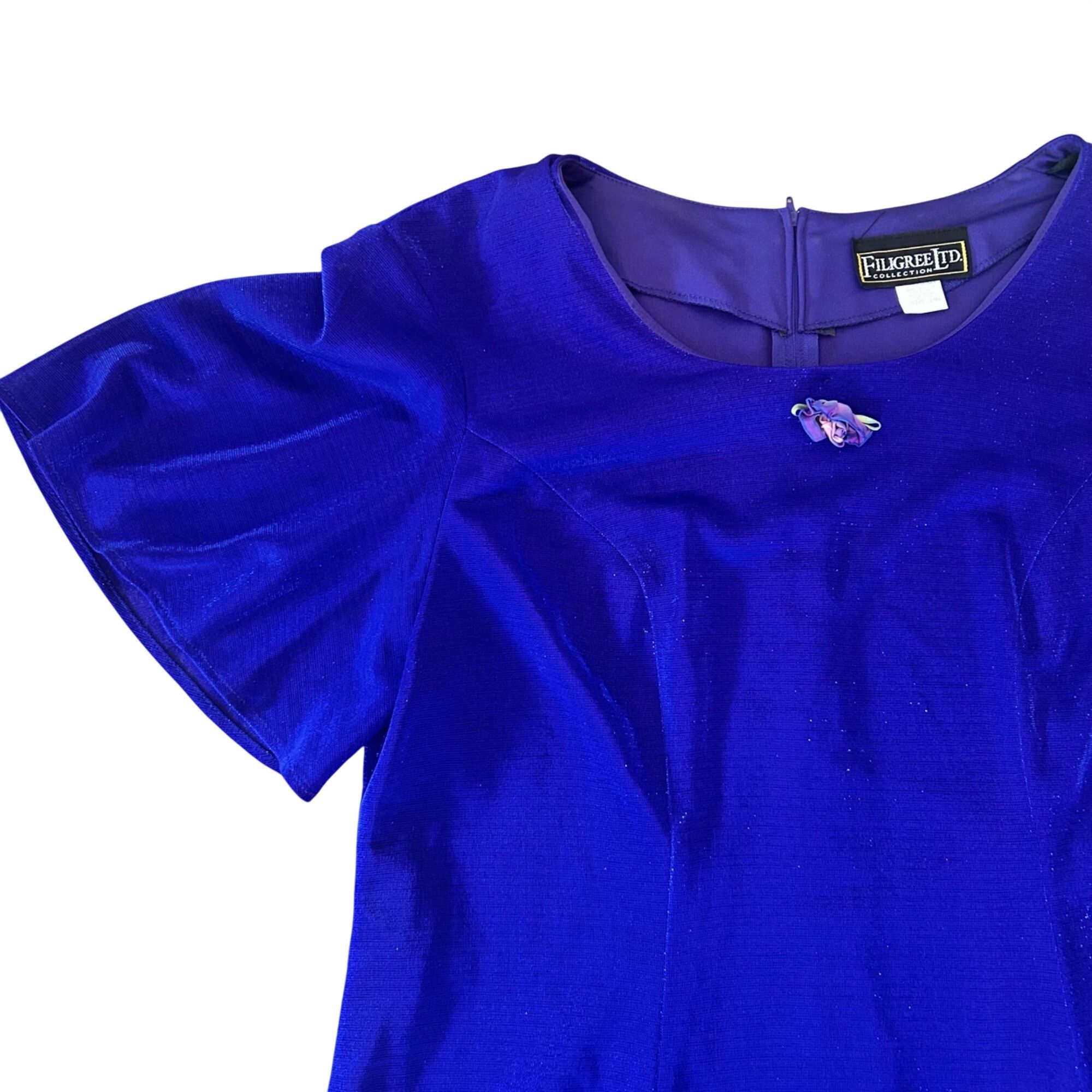Vintage Vintage Purple Babydoll Shimmering Metallic Flutter Sleeve D Size XXL / US 16-18 / IT 52-54 - 6 Thumbnail