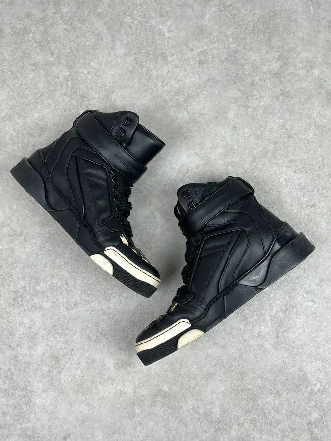 Givenchy SS2015 Givenchy Tyson Black Floral High Leather Sneakers by Riccardo Tisci Size US 8 / EU 41 - 6 Thumbnail