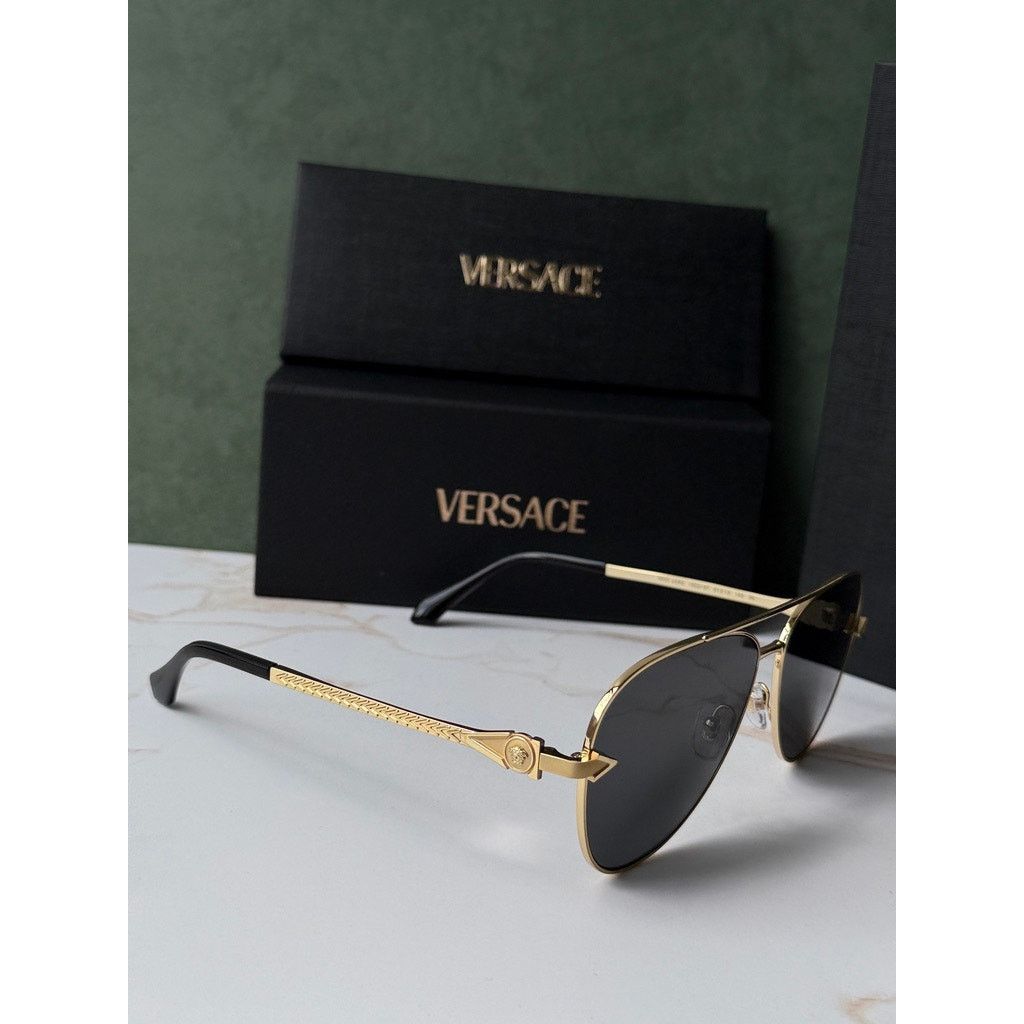 Versace NEW Versace VE2283 Aviator Sunglasses in Gold Grey Size ONE SIZE - 5 Thumbnail