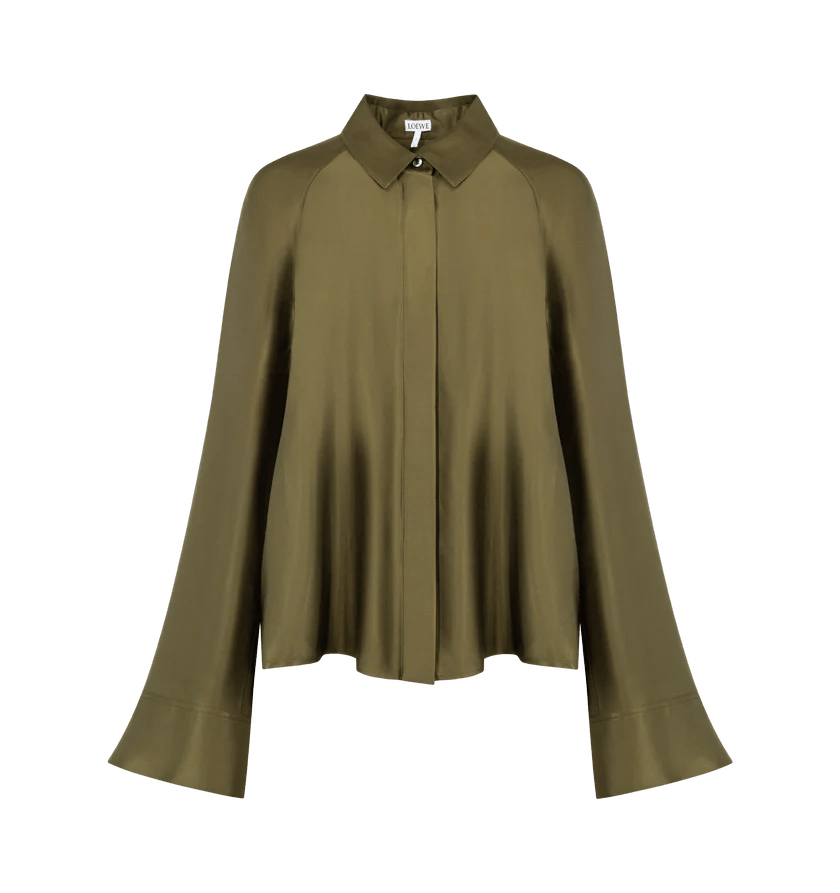 Loewe o1h1sh10626 Cape Shirt in Khaki Green Size M / US 6-8 / IT 42-44 - 1 Thumbnail
