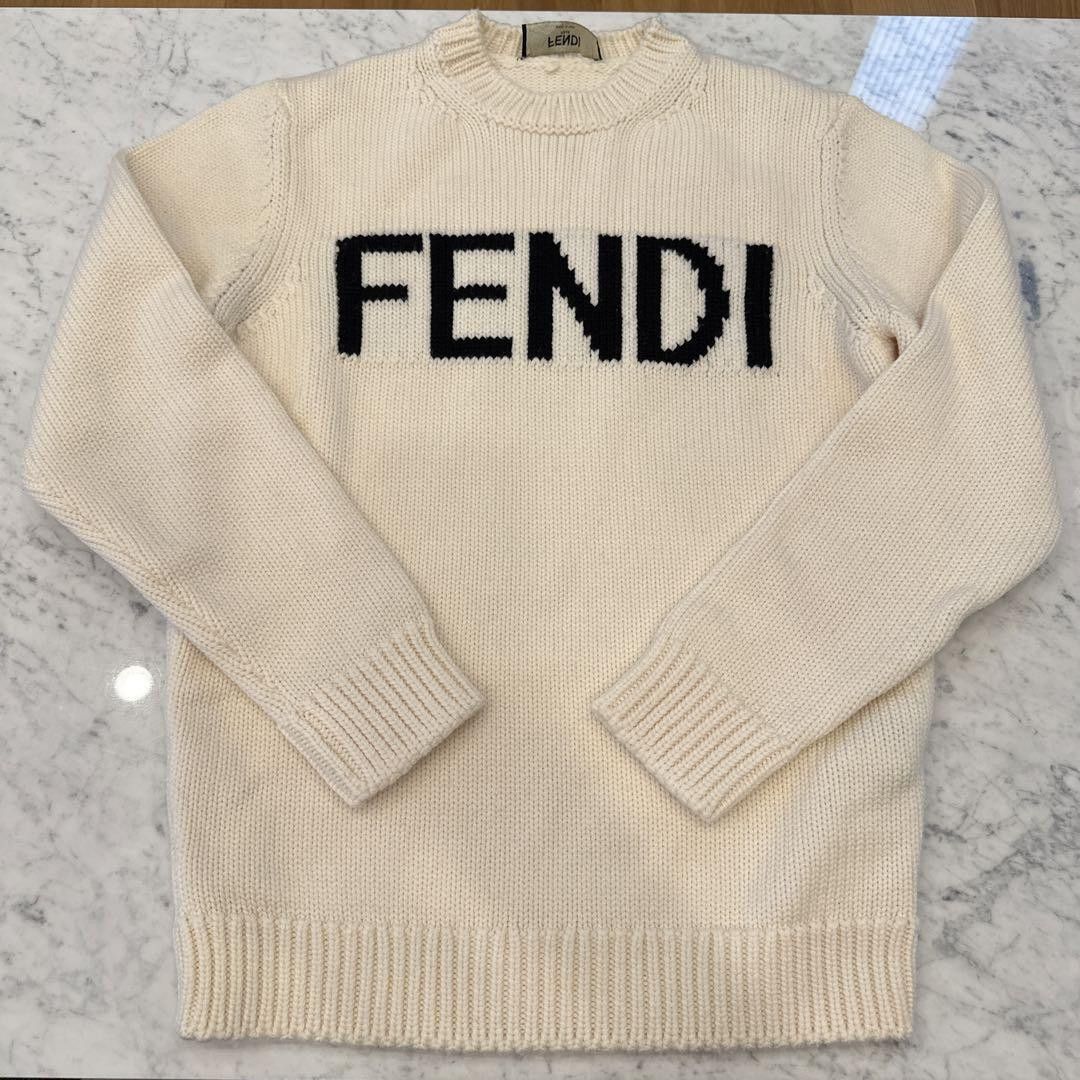 image of Fendi Logo Sweater in White, Men's (Size Medium)