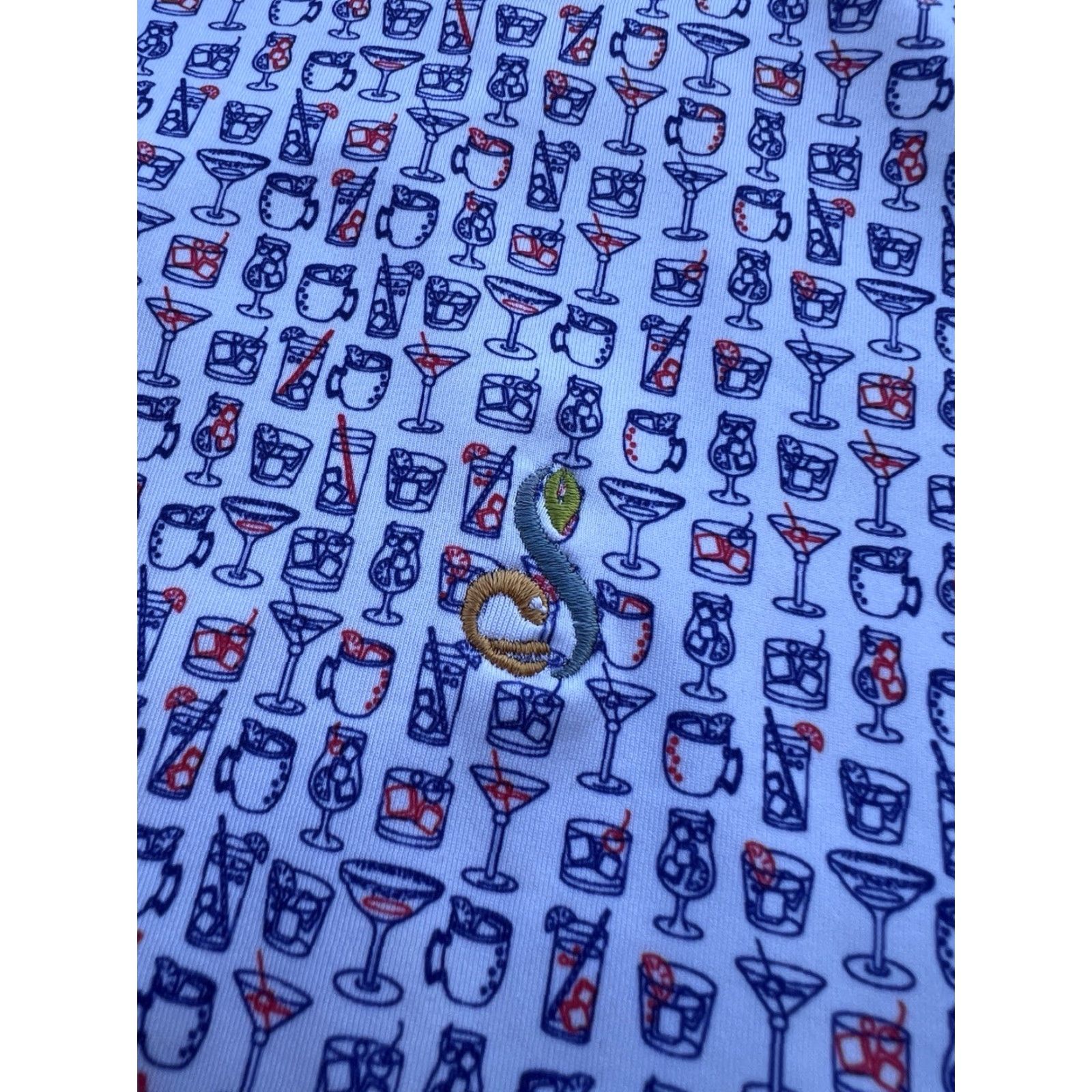 Peter Millar Peter Millar Summer Comfort Polo Shirt Mens L Blue Graphic Print Short Sleeve Button Collared Relaxed Fit Size US XL / EU 56 / 4 - 4 Thumbnail