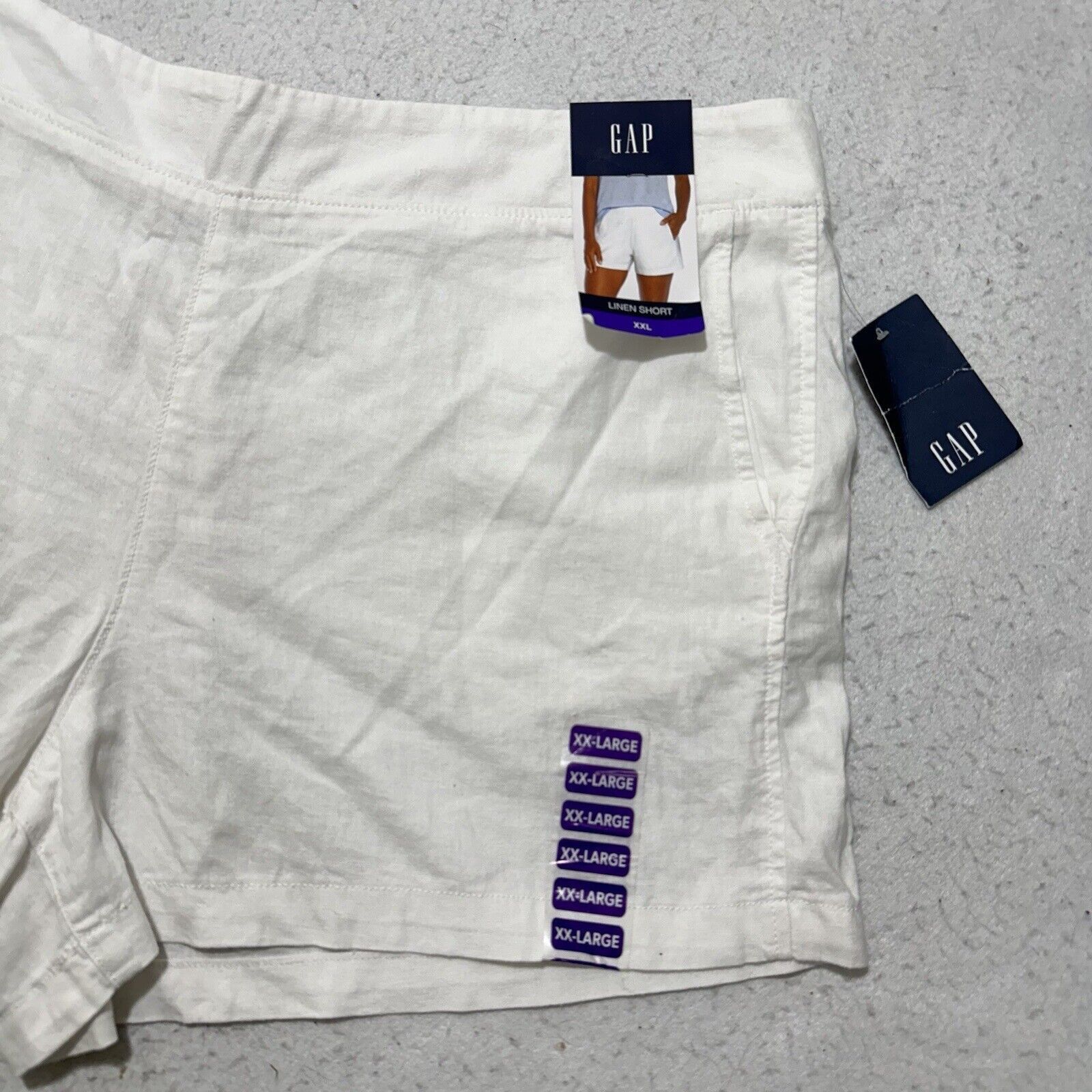 Gap GAP XXL Linen Shorts 3" Inseam White Flat Front Lightweight Size 42" / US 20 - 2 Thumbnail
