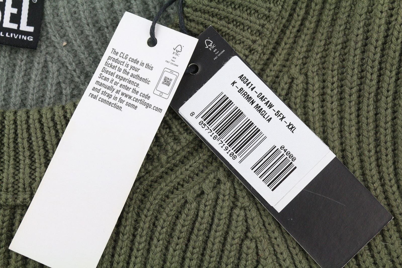 K-BIRMIN 2XL Khaki Wool Knit Logo Jumper 41147