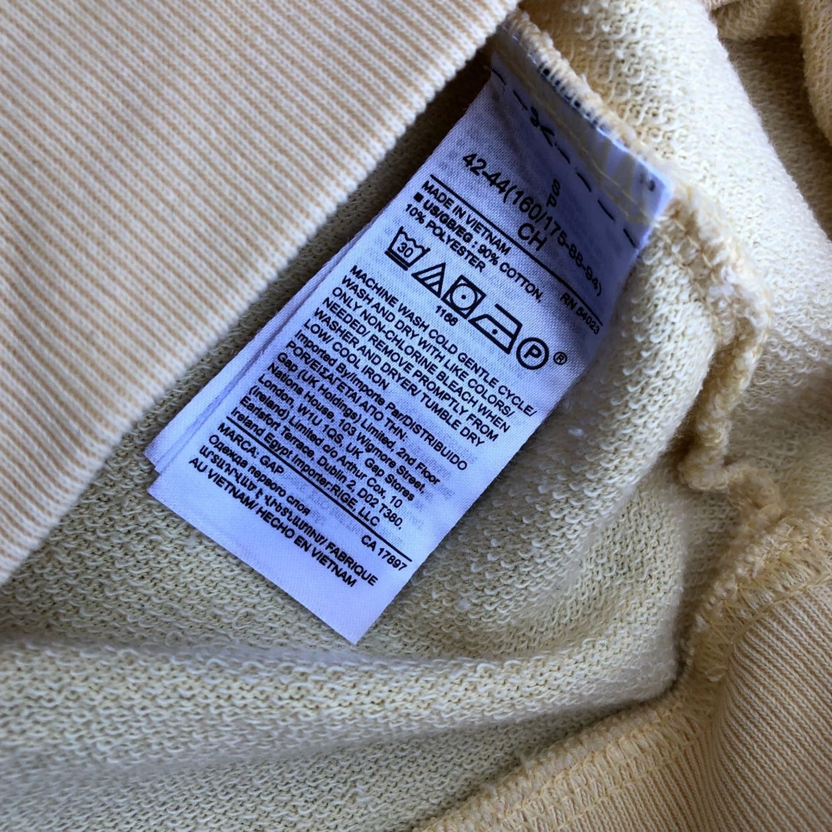 Gap GAP SWEATS Sweatshirt Women's SMALL Short Sleeve Crew Yellow Sweater Shirt Size S / US 4 / IT 40 - 4 Thumbnail