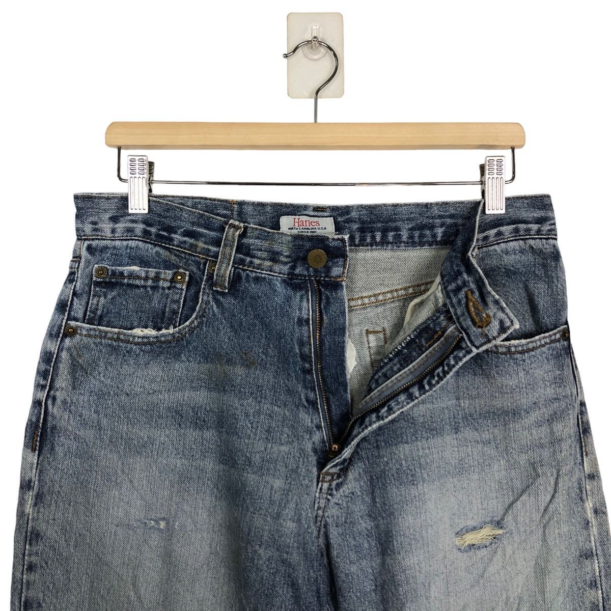 Japanese Brand 🔥90’s VINTAGE HANES DISTRESSED DENIM JEANS LOOSE CUT Size US 29 - 11 Thumbnail