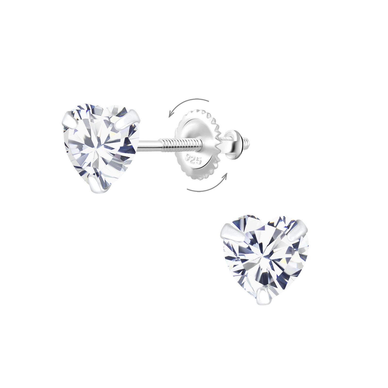 & Other Stories Heart CZ Sterling Silver Screw Back Earrings 6mm Size ONE SIZE - 1 Preview