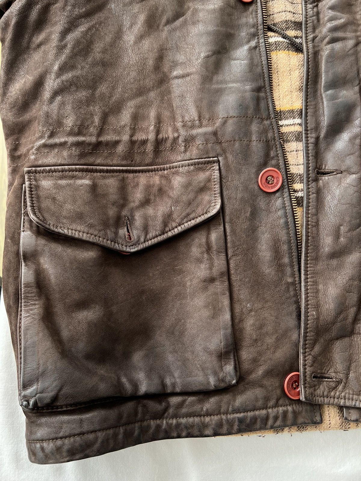 Chevignon Vintage 90s Chevignon Faded Heavy Leather Jacket Size US L / EU 52-54 / 3 - 14 Thumbnail