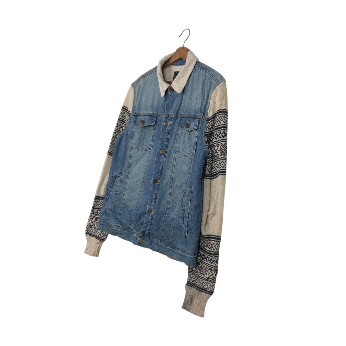 Japanese Brand 📌Denim Trucker Biker Jacket Bershka Knit Hand Issey Miyake Size US L / EU 52-54 / 3 - 3 Thumbnail