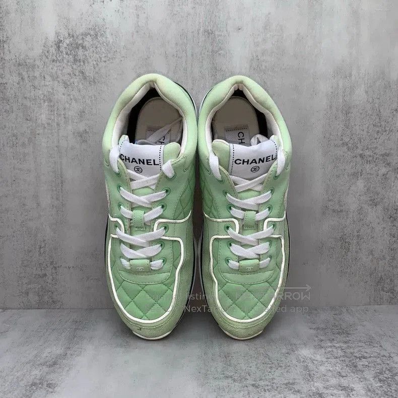 Chanel Chanel Green Diamond Pattern Sneakers Size 38. Size US 8 / EU 41 - 5 Thumbnail