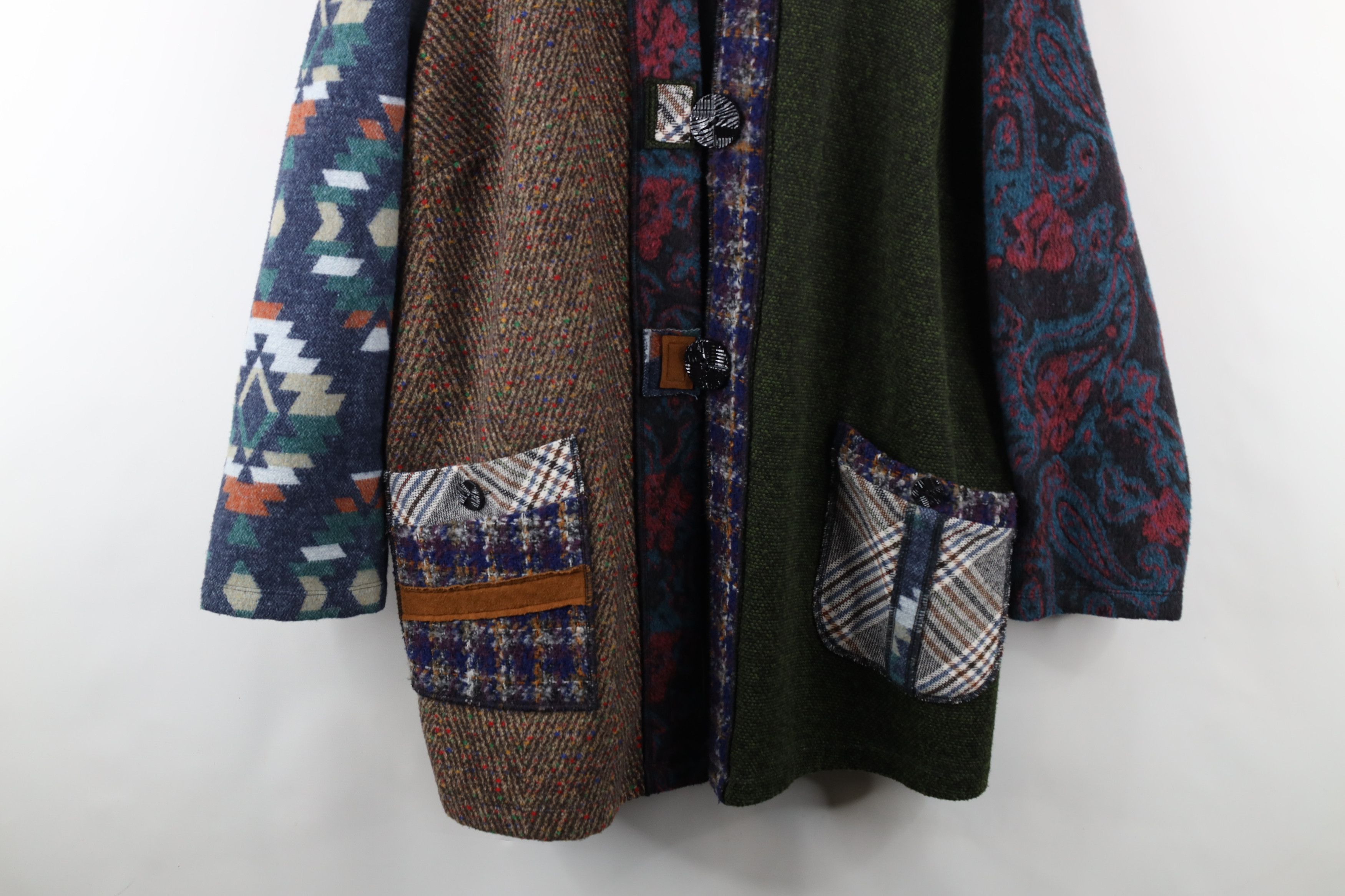 Vintage Vintage 90s Streetwear Fleck Patchwork Quilted Button Jacket Size 3XL / US 20-22 - 3 Thumbnail