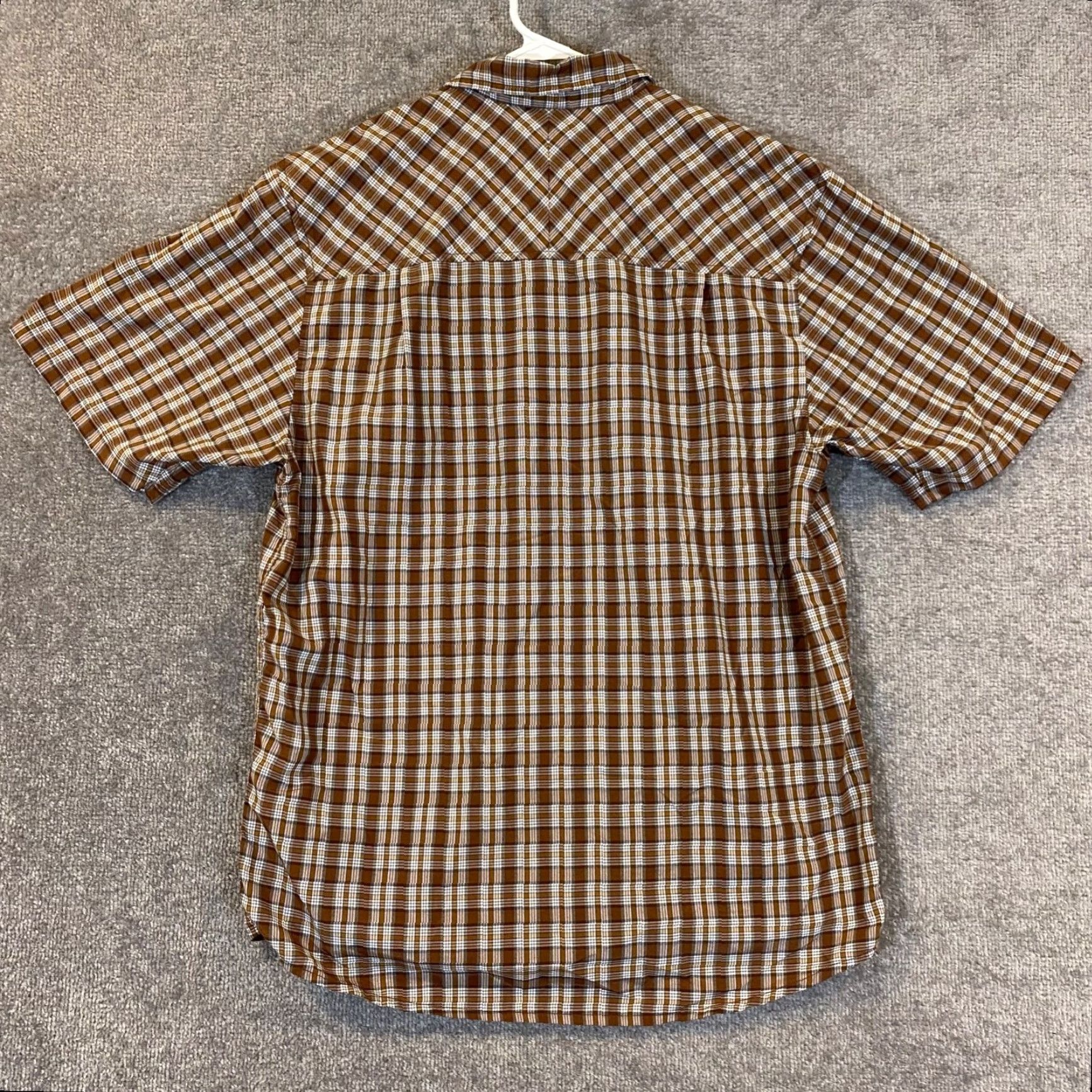KAVU KAVU Shirt Mens Large Gray Brown Plaid Button Up Hiking Trail Top Short Sleeve Size US L / EU 52-54 / 3 - 7 Thumbnail